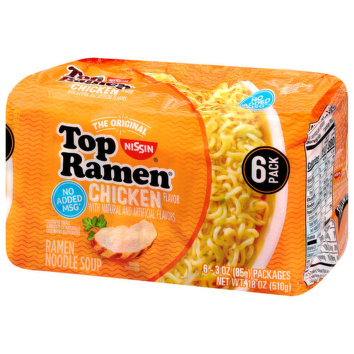 Nissin Top Ramen The Original Chicken Flavor Ramen Noodle Soup, 18 oz, 6  count