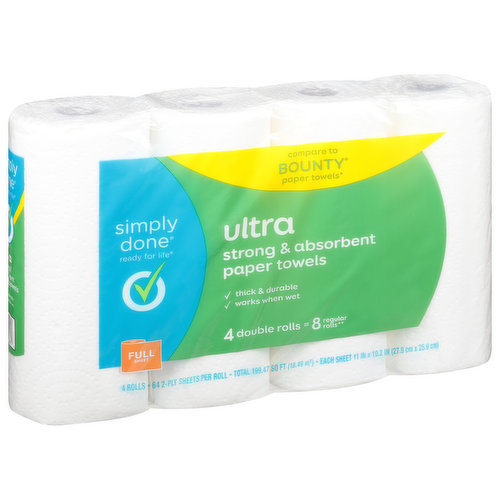 Simply Done Paper Towels, Ultra, Strong & Absorbent, Simple Size