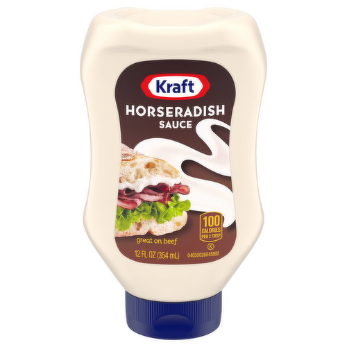 Kraft Horseradish Sauce offers a unique, classic taste that the entire household is sure to love. This creamy horseradish sauce has a spicy, rejuvenating taste, and the spreadable texture allows for easy application. This classic horseradish sauce is great on beef, and you can use it to make a dressing for salad or a creamy dipping sauce. The squeezable bottle lets you apply just the right amount of sauce to a sandwich or wrap without having to reach for a utensil. For best results, place the plastic bottle upside down when its nearly empty. Packaged in a resealable bottle to help lock in flavor.