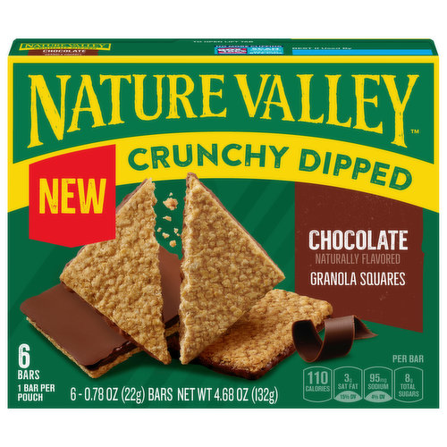 Nature Valley Granola Squares, Chocolate, Crunchy Dipped