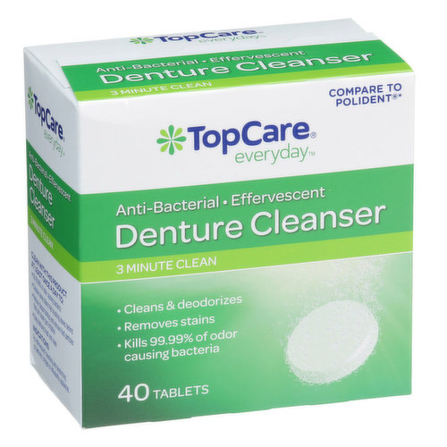 Topcare Anti-Bacterial Effervescent 3 Minute Clean Denture Cleanser Tablets