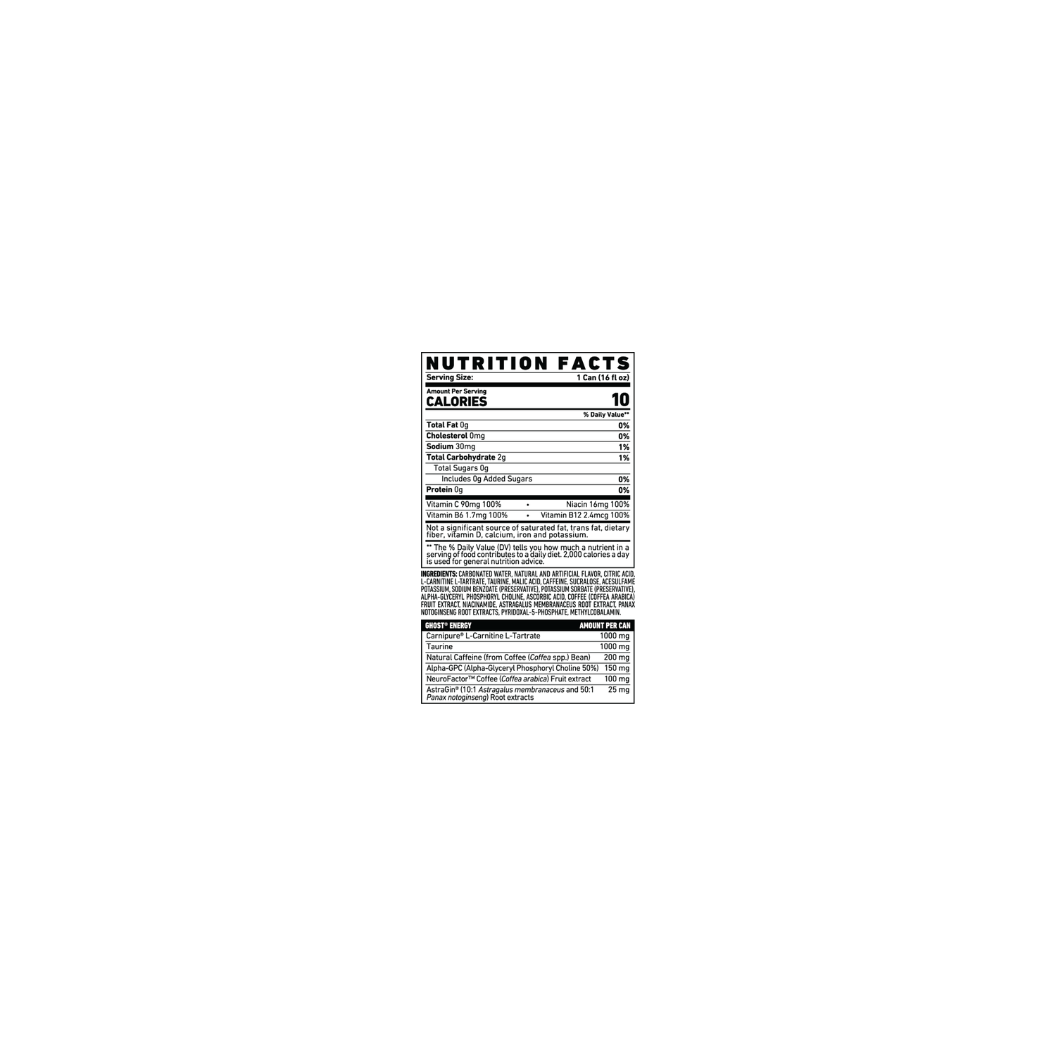 Ghost Zero Sugar Energy Drink Peaches - 16 Fluid Ounce Image 3 of 3
