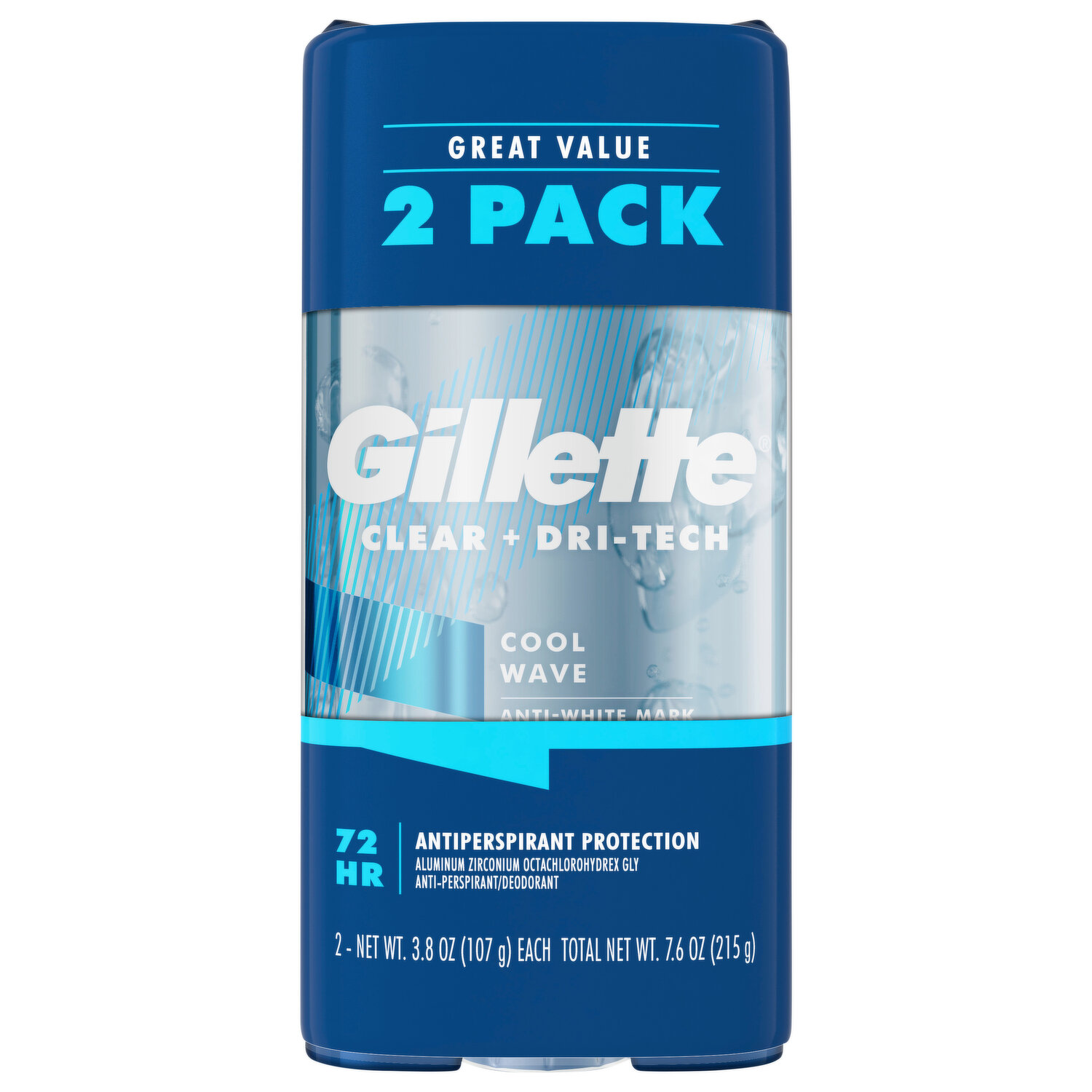 Desodorante Gillette en Gel Clear Cool Wave, 2 uds x 3.8 oz –