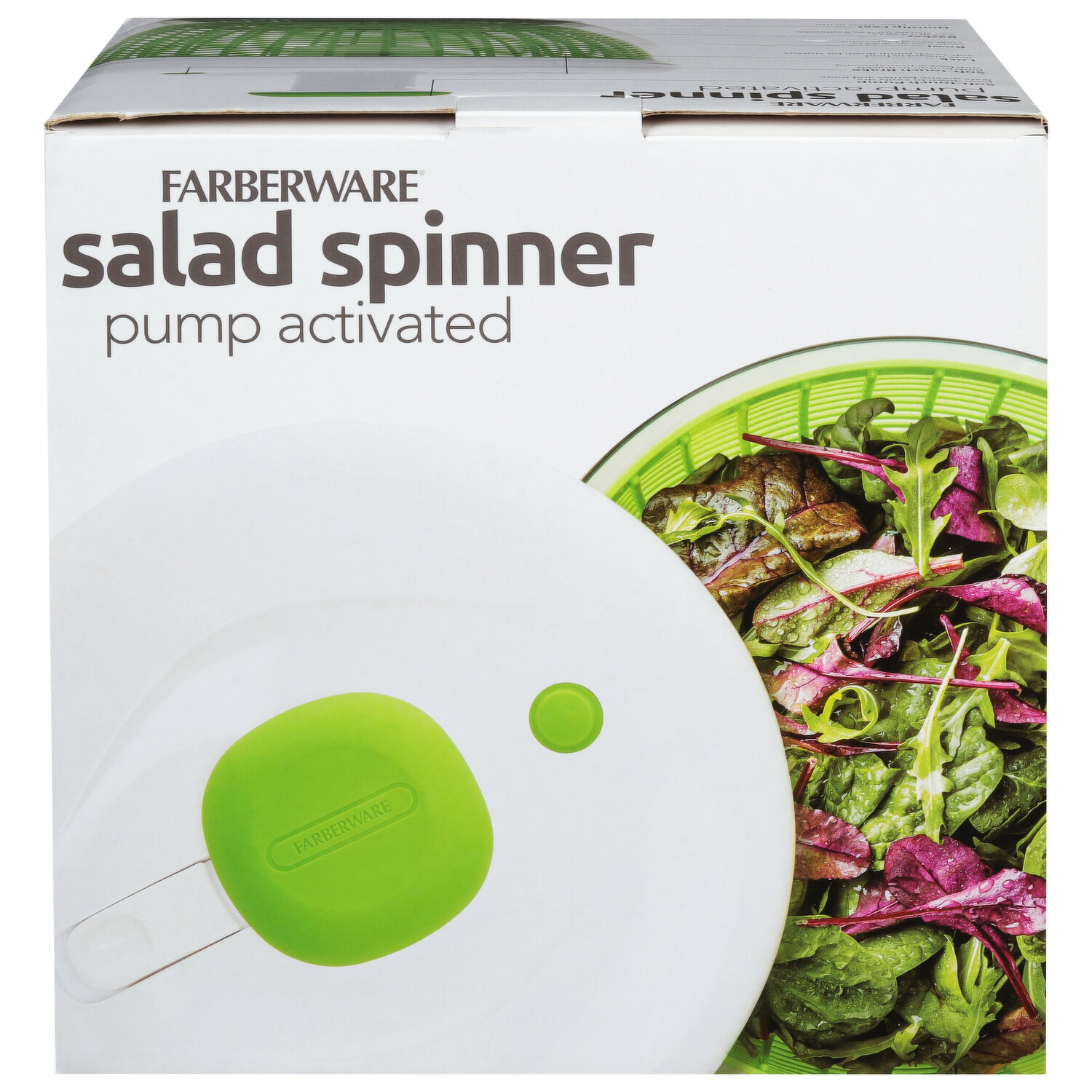 Farberware Pump Salad Spinner with Bowl, 6.6 quart, Green