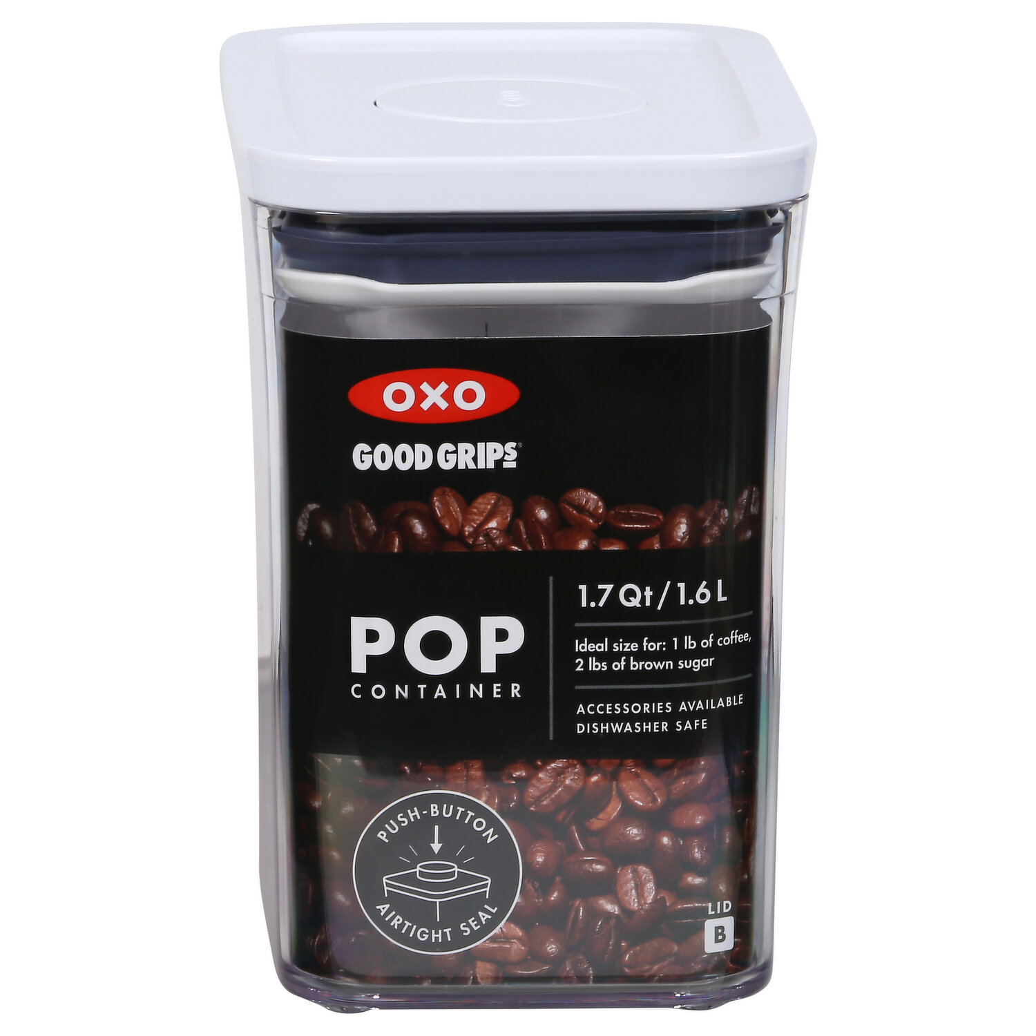 OXO SteeL 1.7 Qt 1.6 L POP Square Food Storage Container Without Scoop