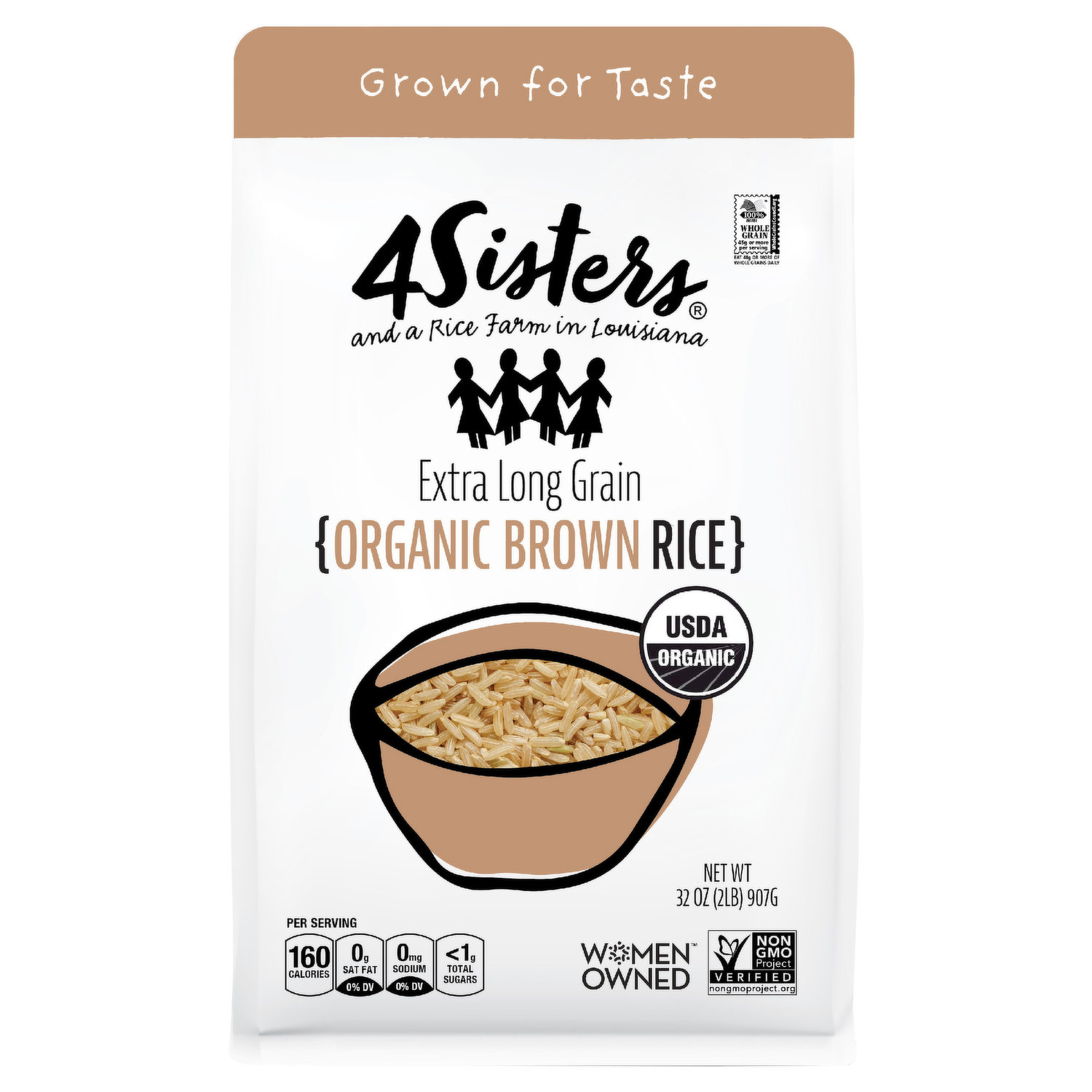 4Sisters Brown Rice, Organic, Extra Long Grain - Super 1 Foods