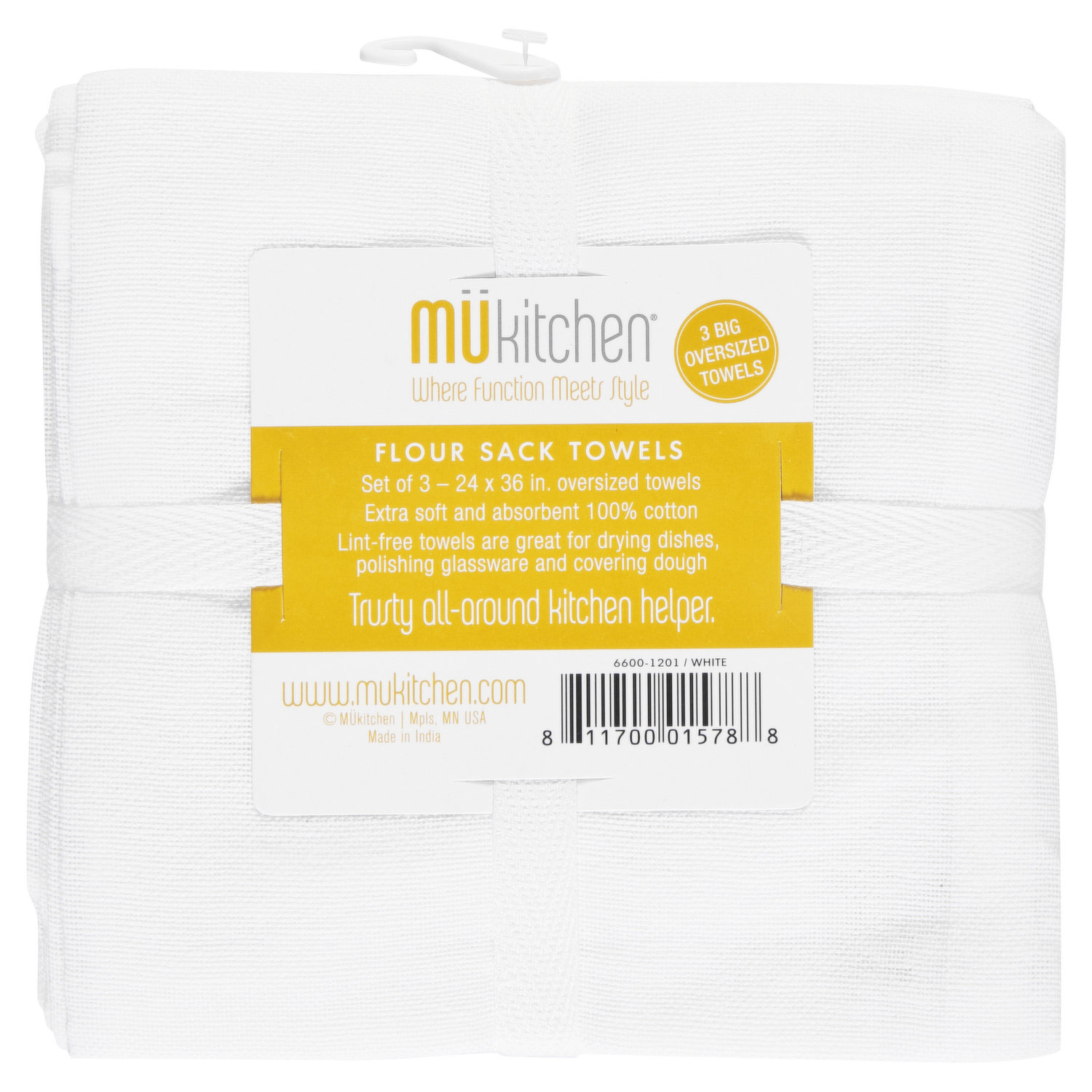 MUkitchen Sack Towels, Flour, White