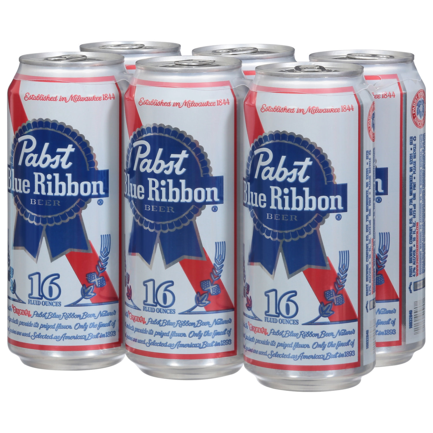 Pabst Blue Ribbon Beer - 6 pack, 16 fl oz