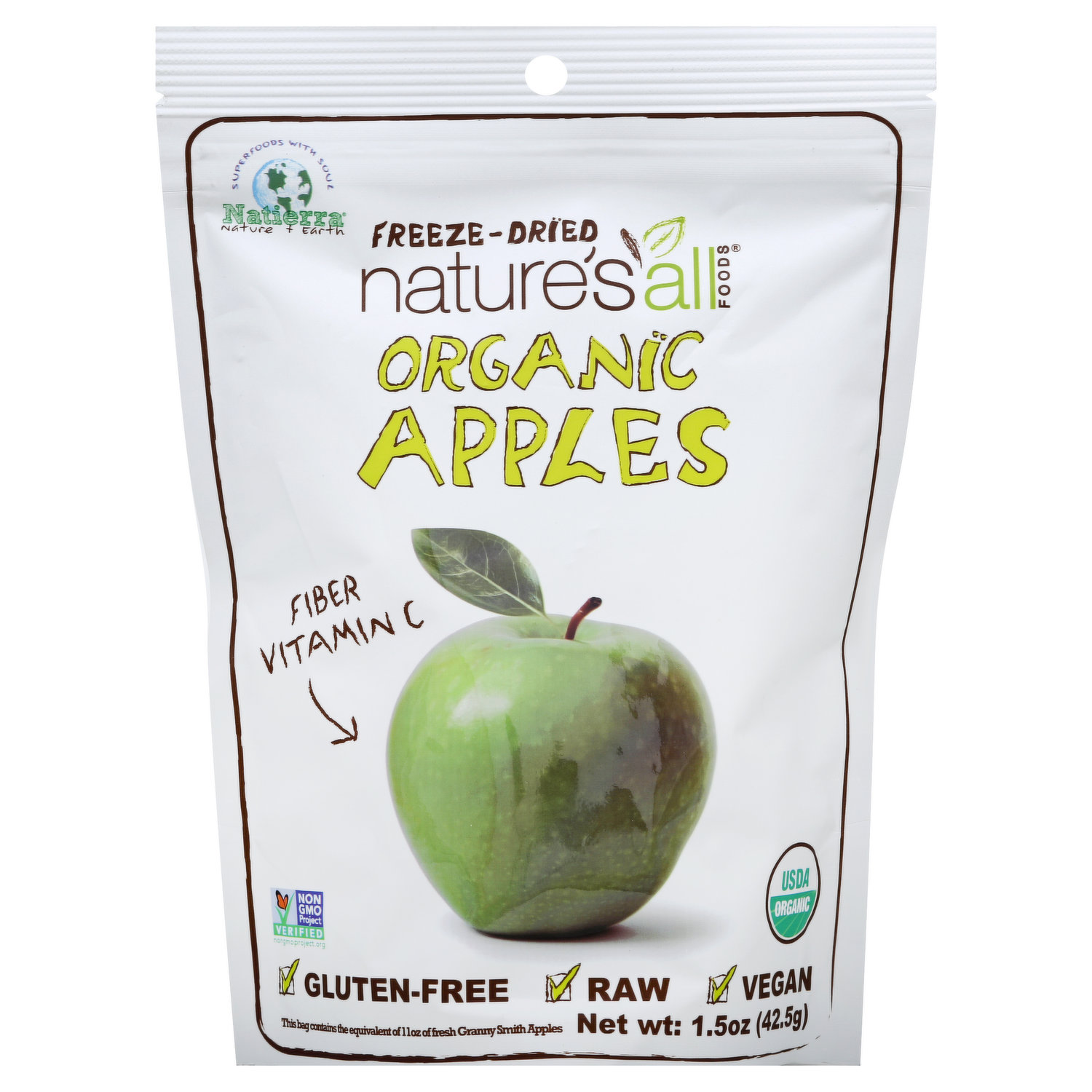 Nature's All Foods Apples, Organic, Freeze-Dried