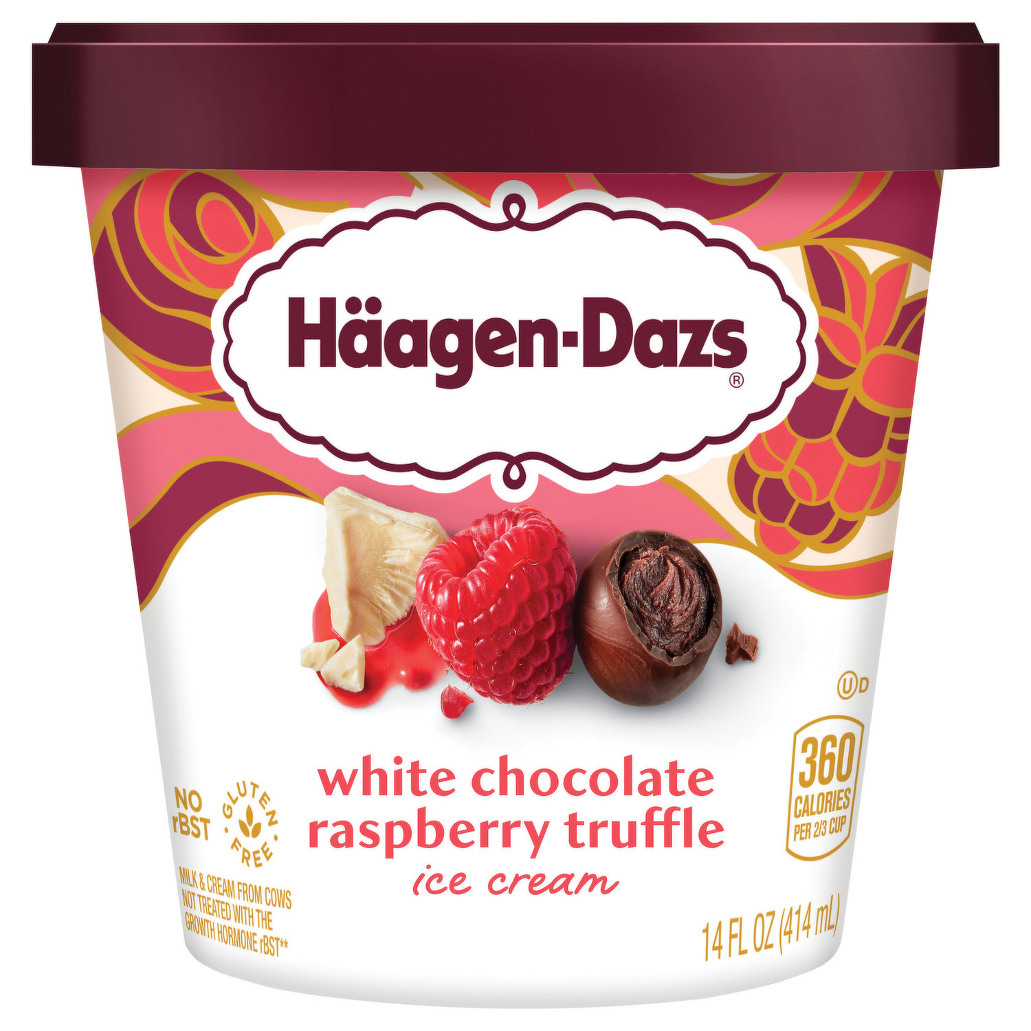 Haagen-Dazs Ice Cream, White Chocolate Raspberry Truffle - FRESH