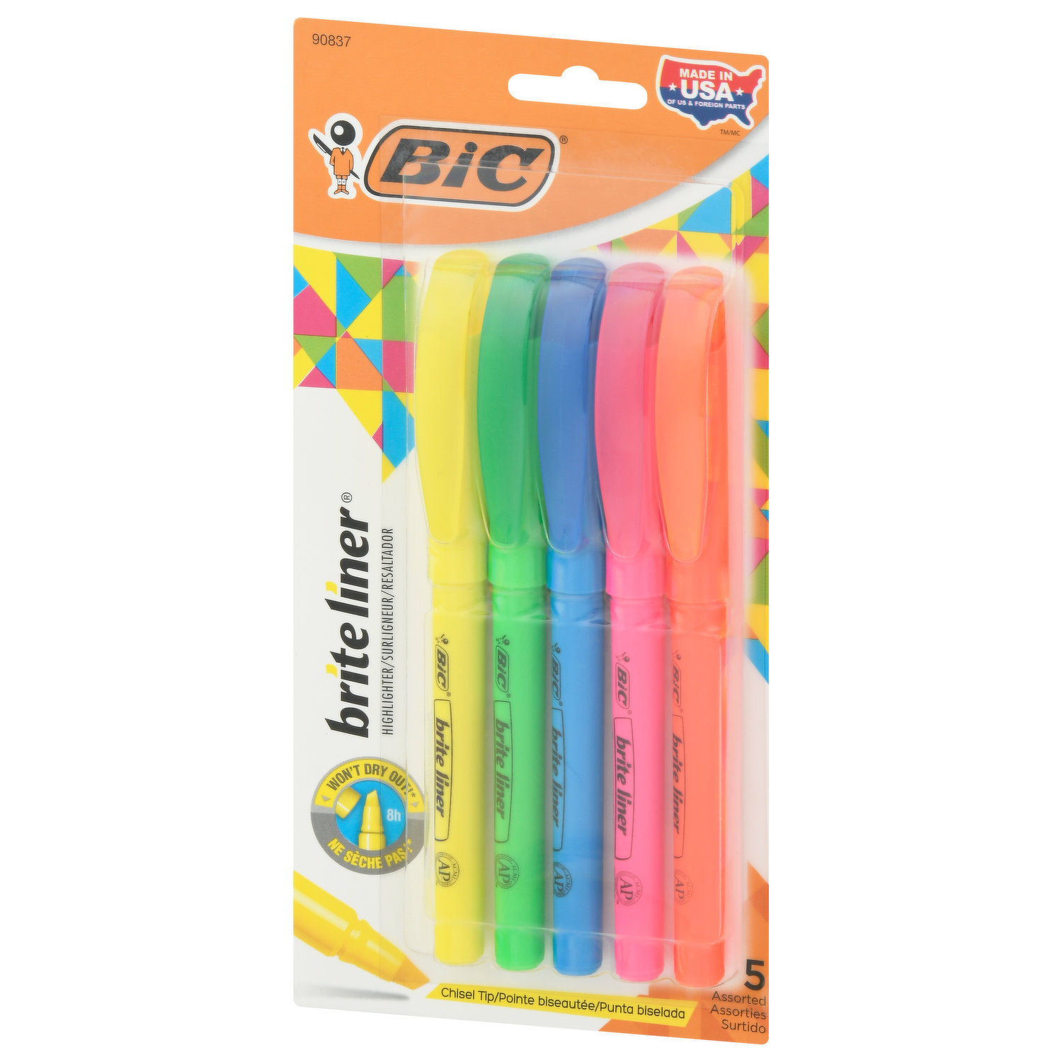 BiC Highlighter, Chisel Tip, Assorted