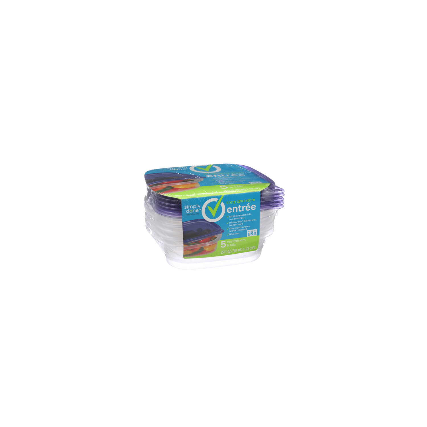 Simply Done Containers & Lids, Medium Square, 32 Ounces