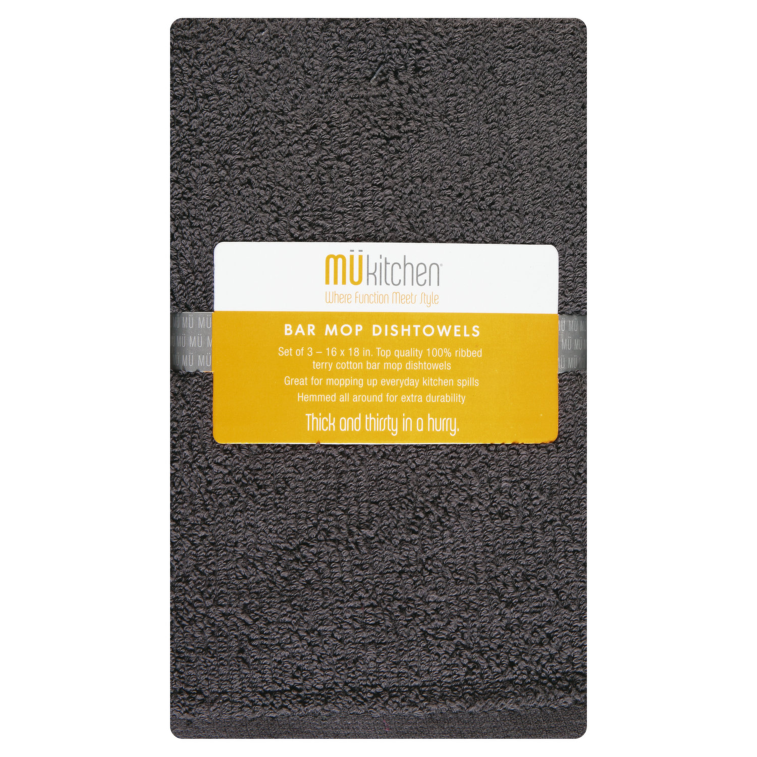 Mukitchen Dishtowels, Bar Mop - 3 dishtowels