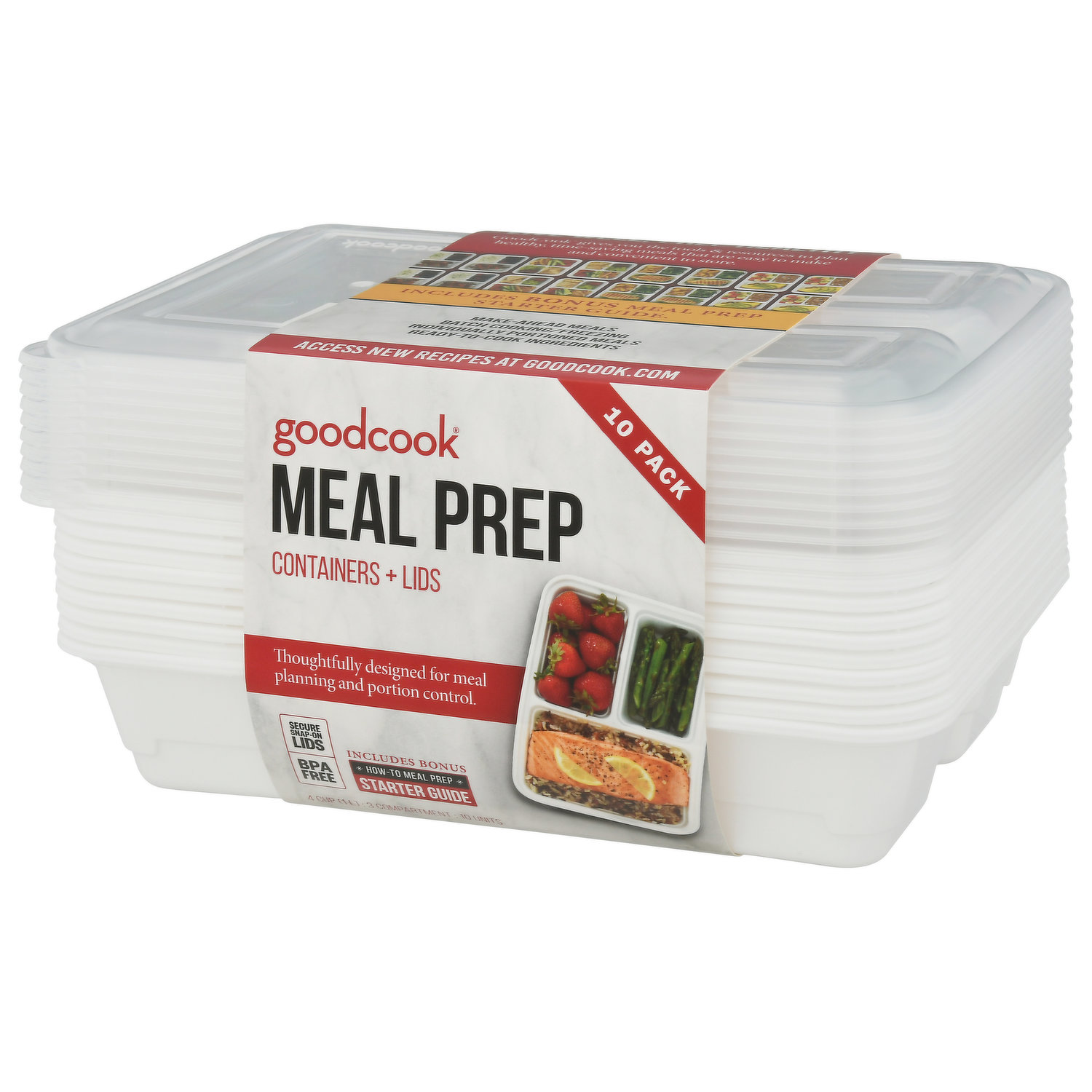 GoodCook Meal Prep 1-Compartment Food Storage Containers, 10 Pack