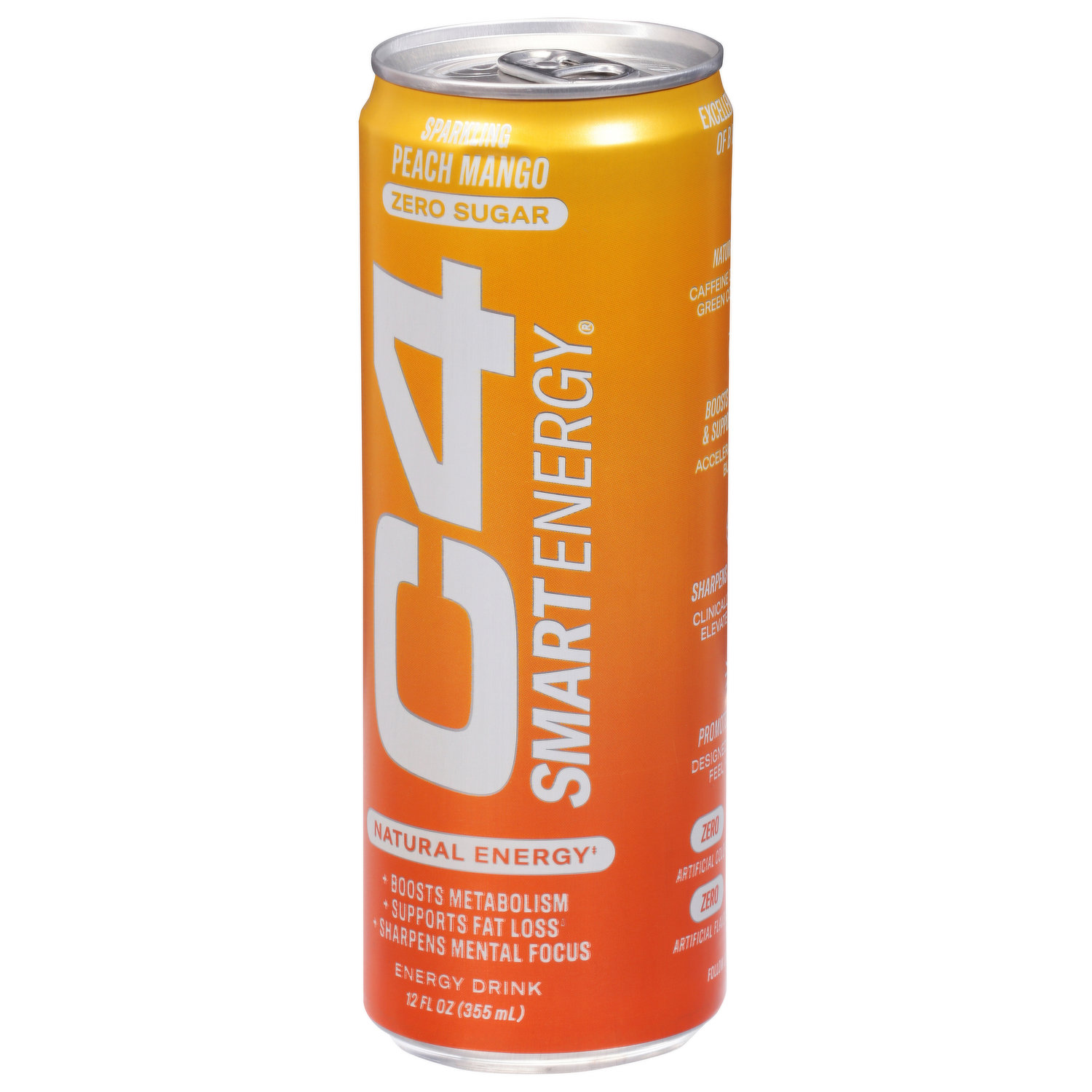 C4 Energy Drink, Zero Sugar, Peach Mango, Sparkling - Spring Market