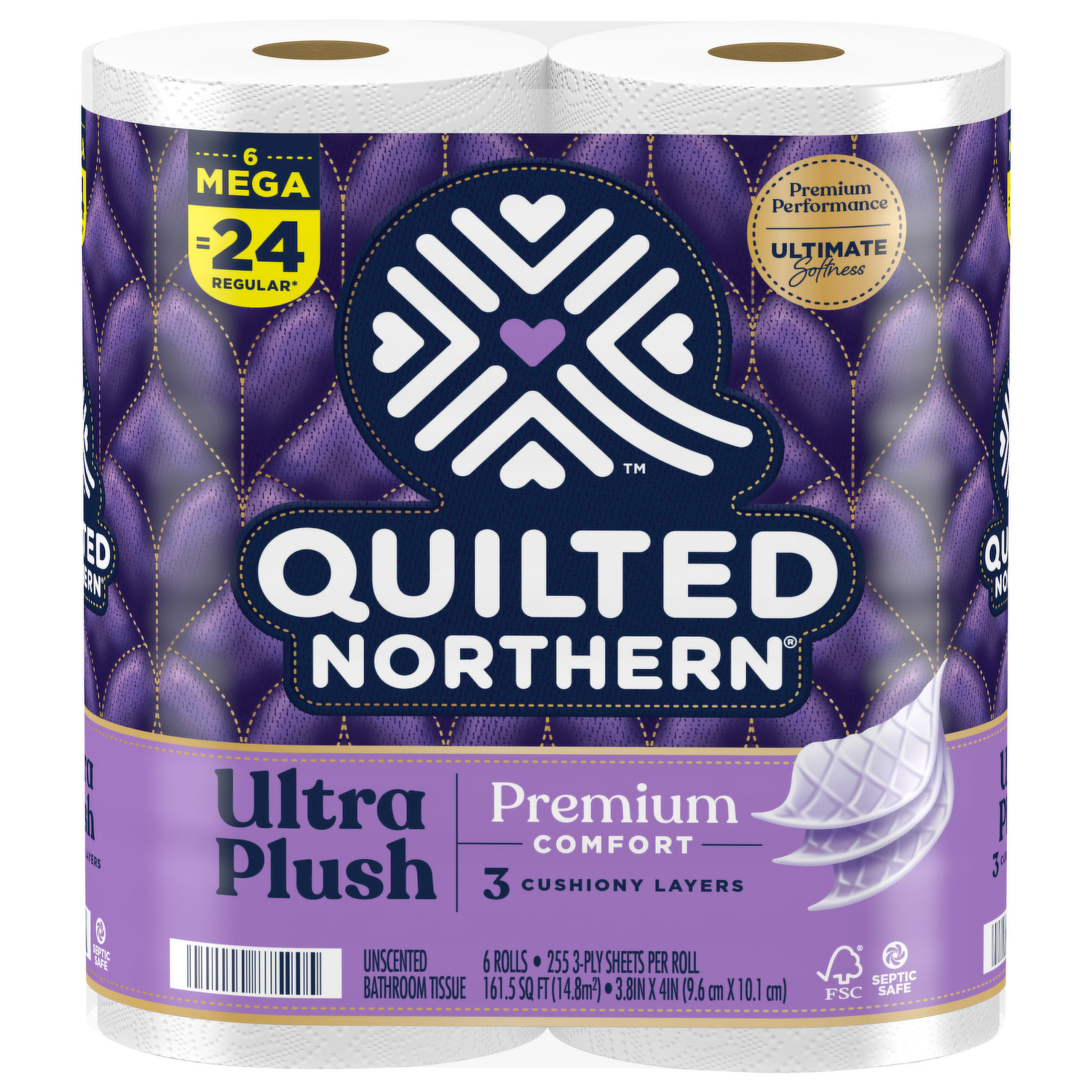 Quilted Bathroom Unscented, Mega Rolls, 2-Ply