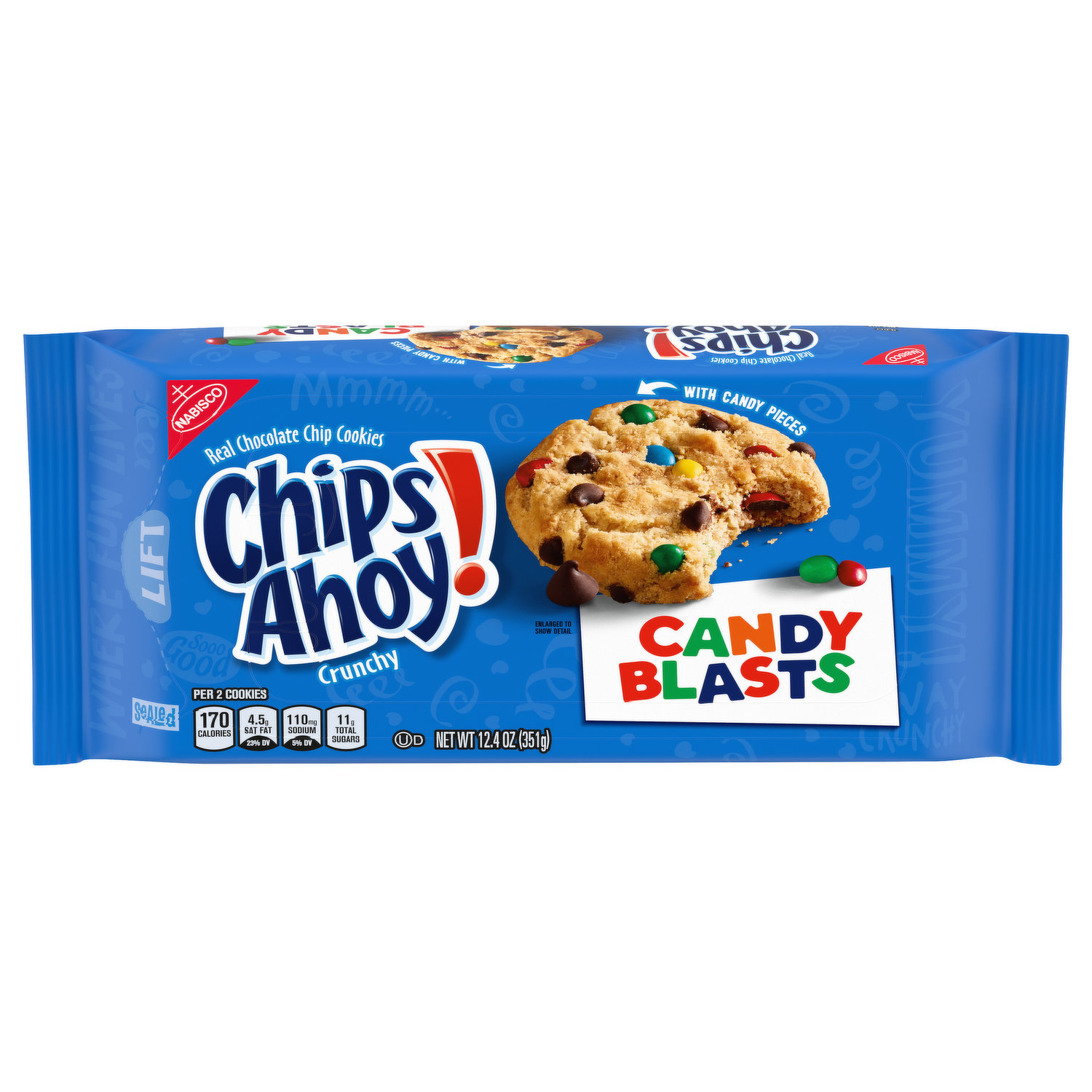 Chips Ahoy! Chocolate Chip Cookies, Candy Blasts, Crunchy 12.4 Oz, Chocolate & Chocolate Chip