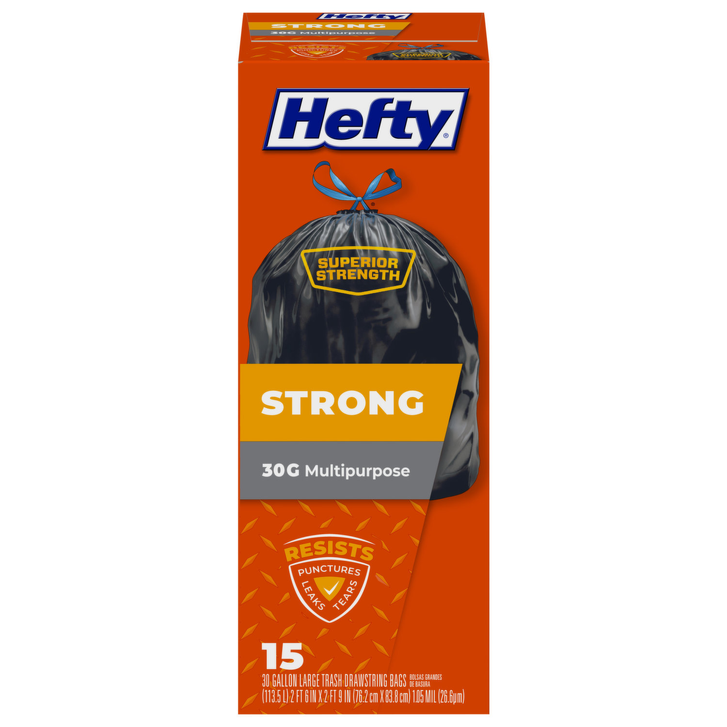 Hefty Strong Large Trash Bags, 30 Gallon, 56 Count