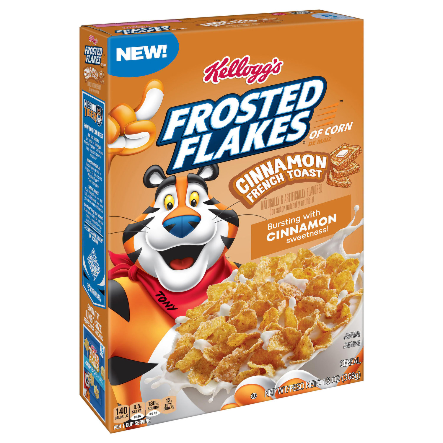 Kellogg's Frosted Flakes Honey Nut Breakfast Cereal, 13.7 oz