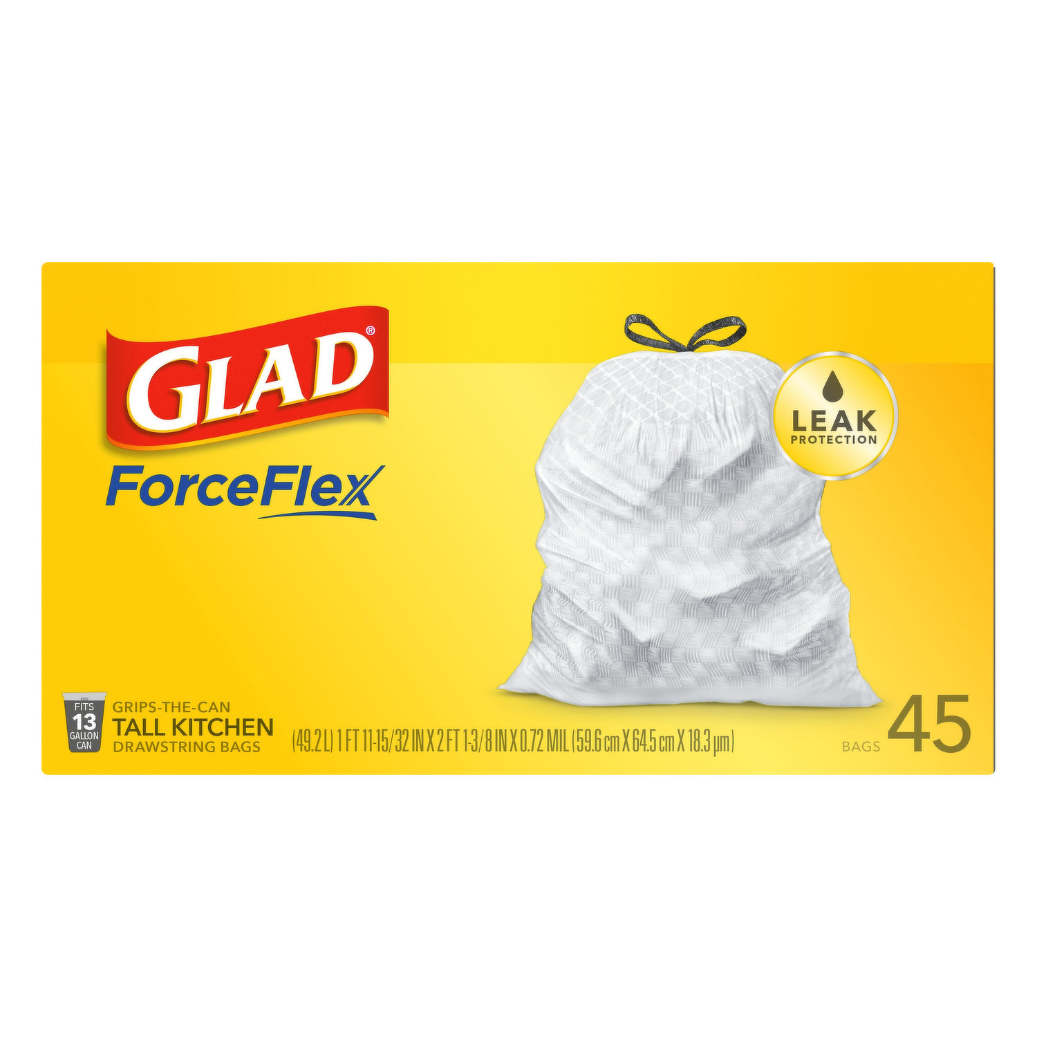 Glad Drawstring Bags, Tall Kitchen, Max Strength, Mountain Air, 13