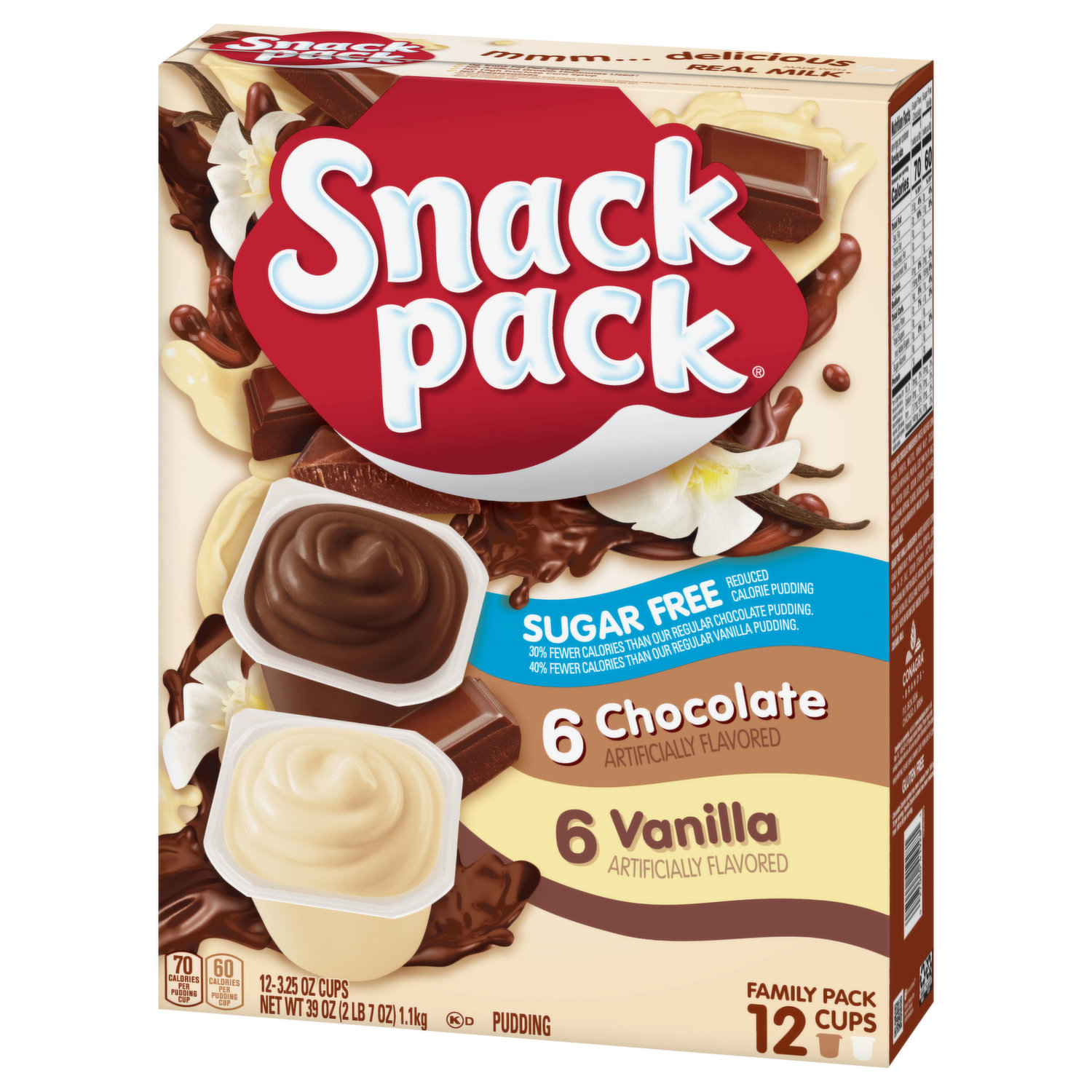 Snack Pack Pudding Sugar Free 12