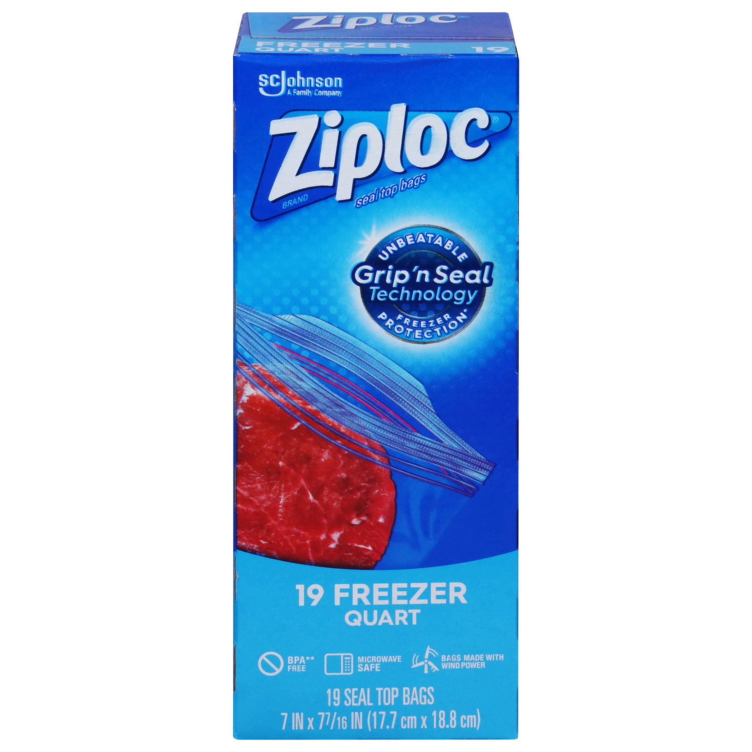 Ziploc® Brand Freezer Bags with Grip 'n Seal Technology, Quart