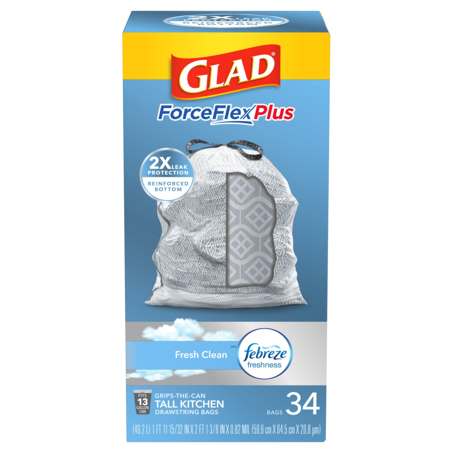 Glad Trash Bags, Drawstring, Beachside Breeze, Small, 4 Gallon 34