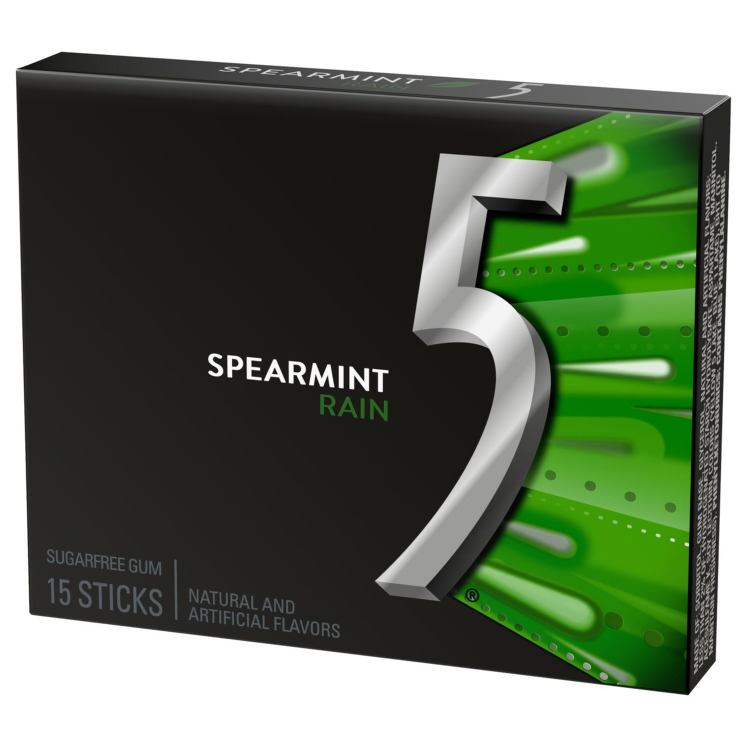 5 Gum, Sugarfree, Spearmint Rain - 35 sticks