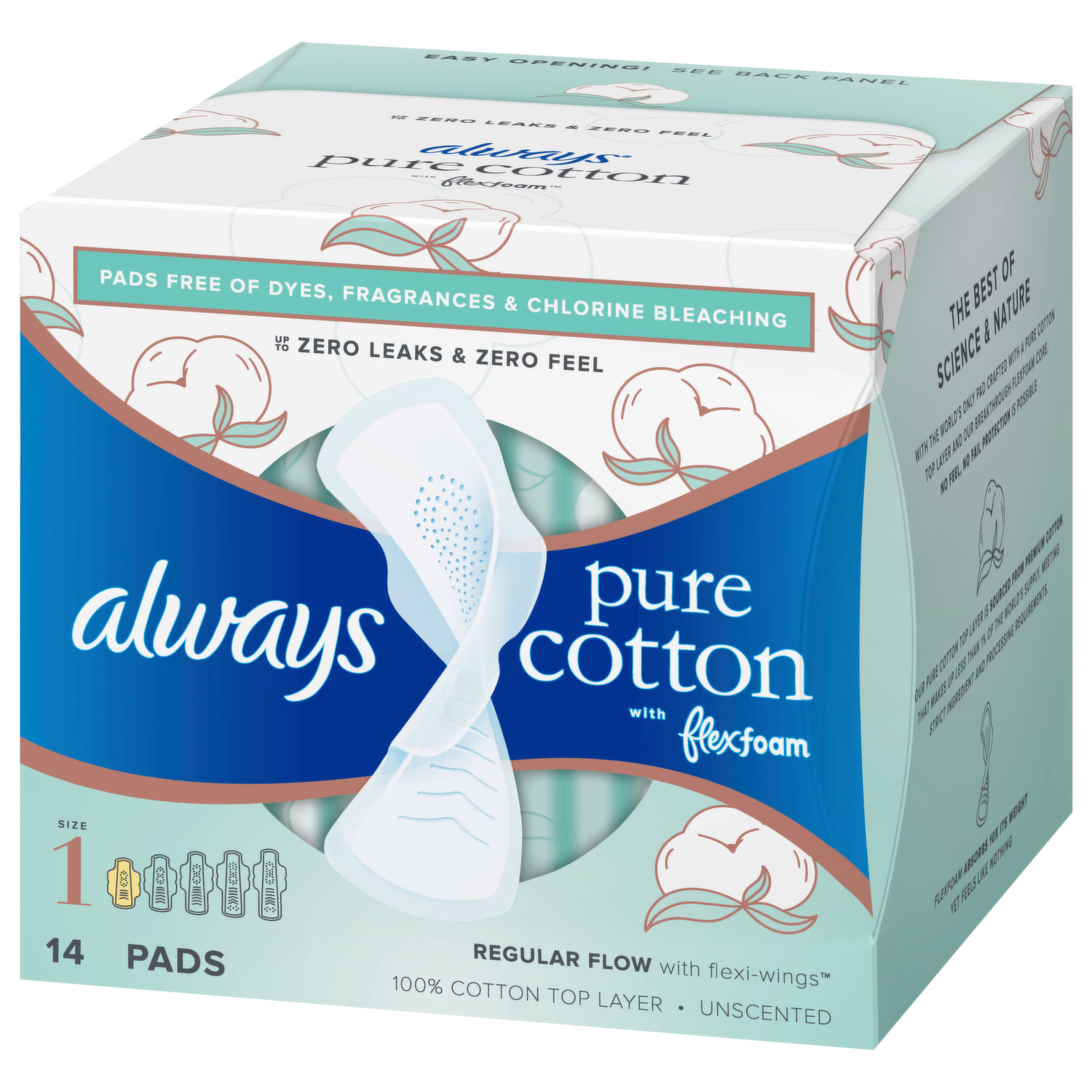 Always Pure Cotton with FlexFoam, Overnight - Size 5