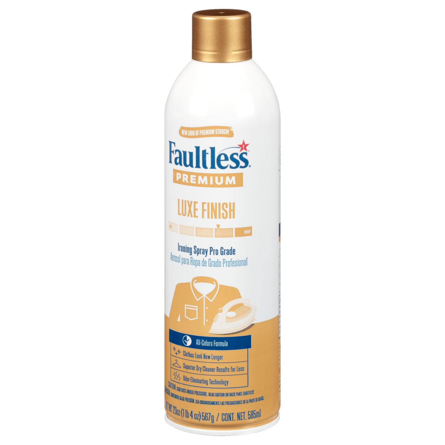 2) Faultless Premium Starch Luxe Finish Ironing Spray Pro Grade 20 Oz Each
