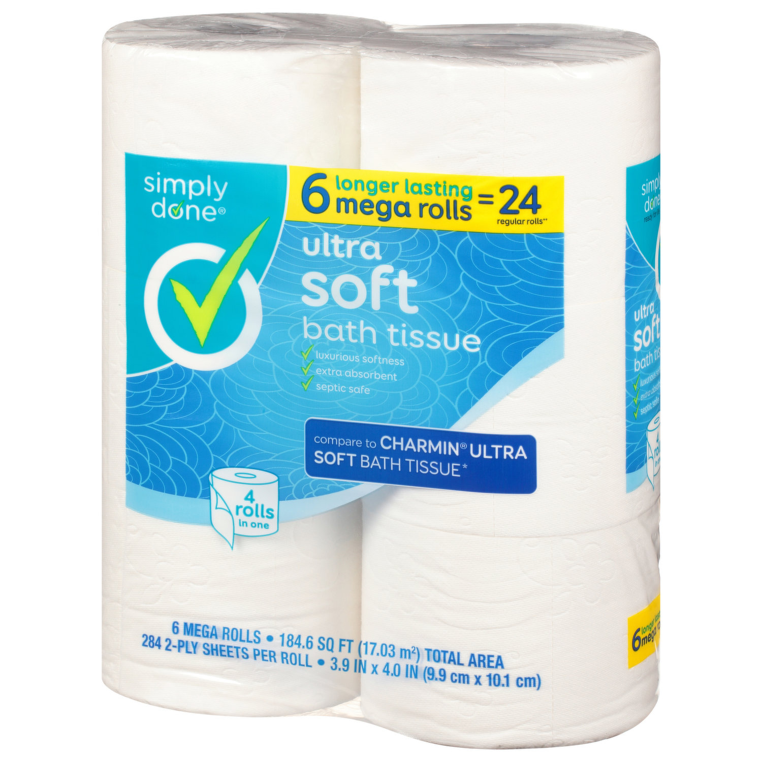 Total Home Ultra Soft Premium Bath Tissue, Mega Sized Rolls