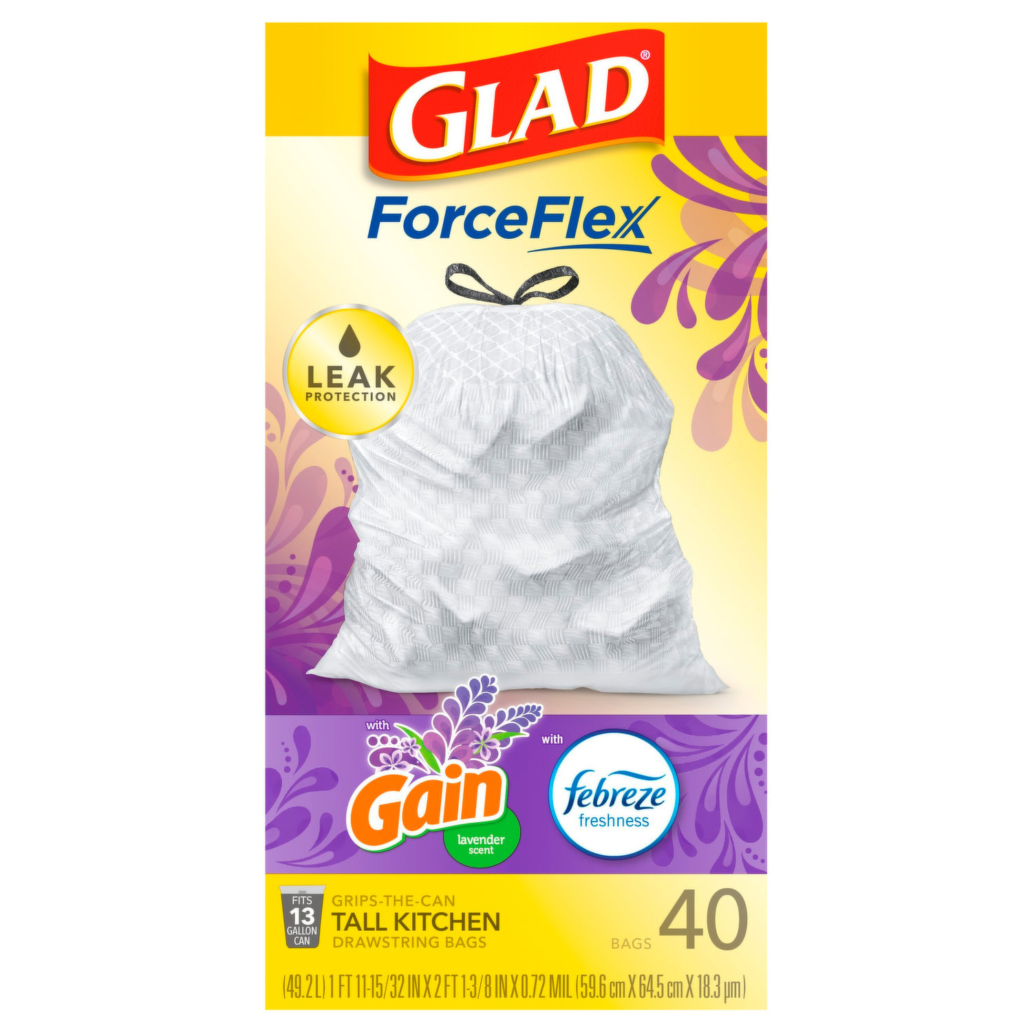 Glad with Clorox Lemon Fresh Bleach Scent Small Drawstring Trash