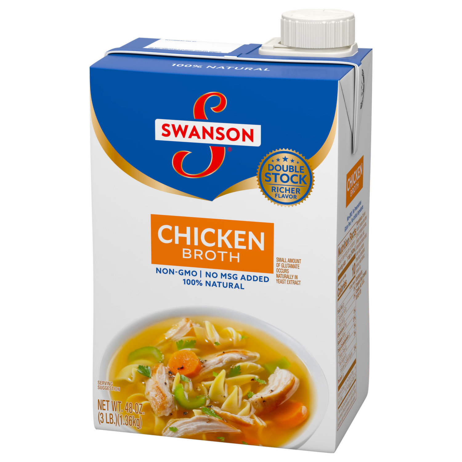 Swanson 100% Natural, Gluten-Free Chicken Broth, 48 Oz Carton