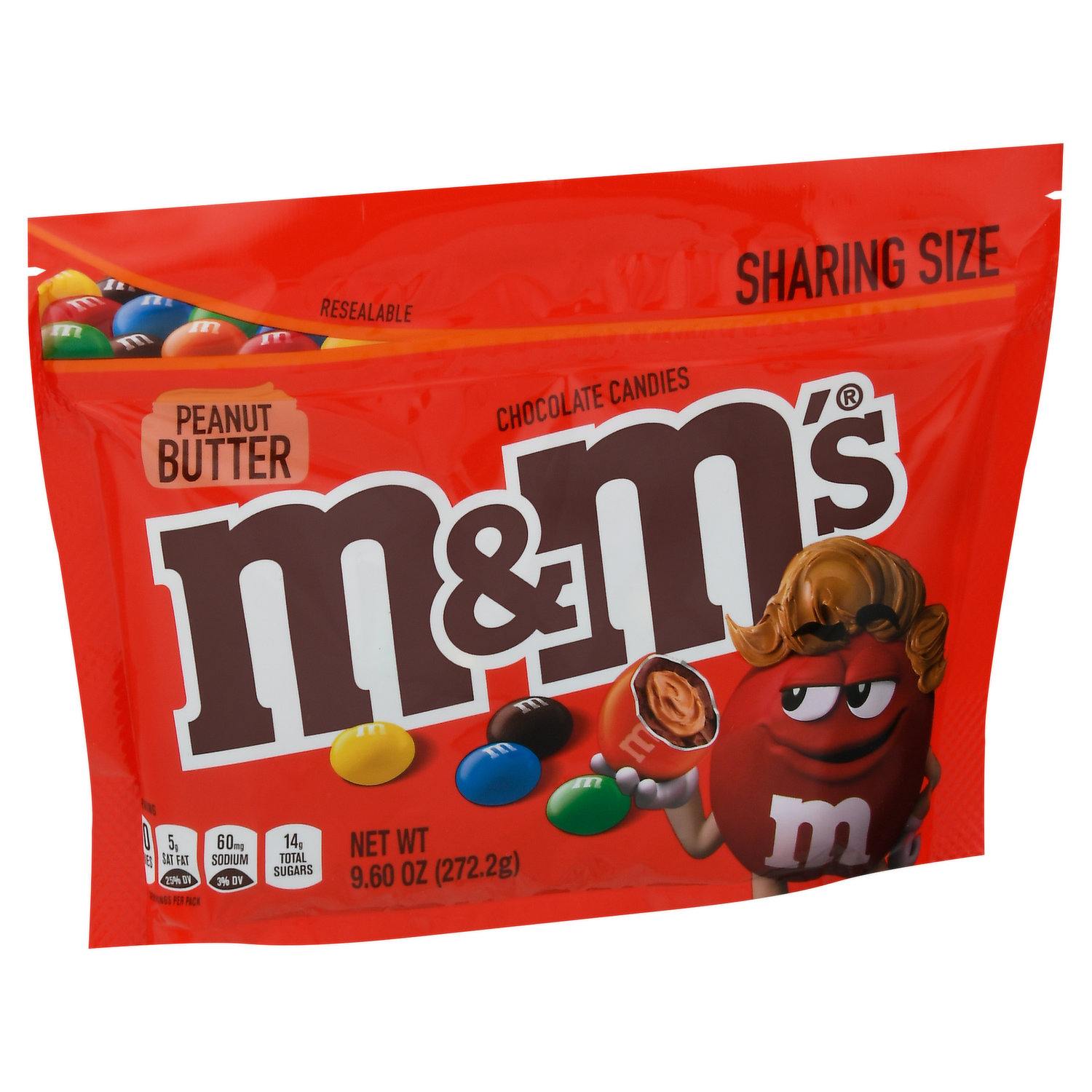 M&M'S Peanut Milk Chocolate, Sharing Size, 10.05 oz Resealable Bag