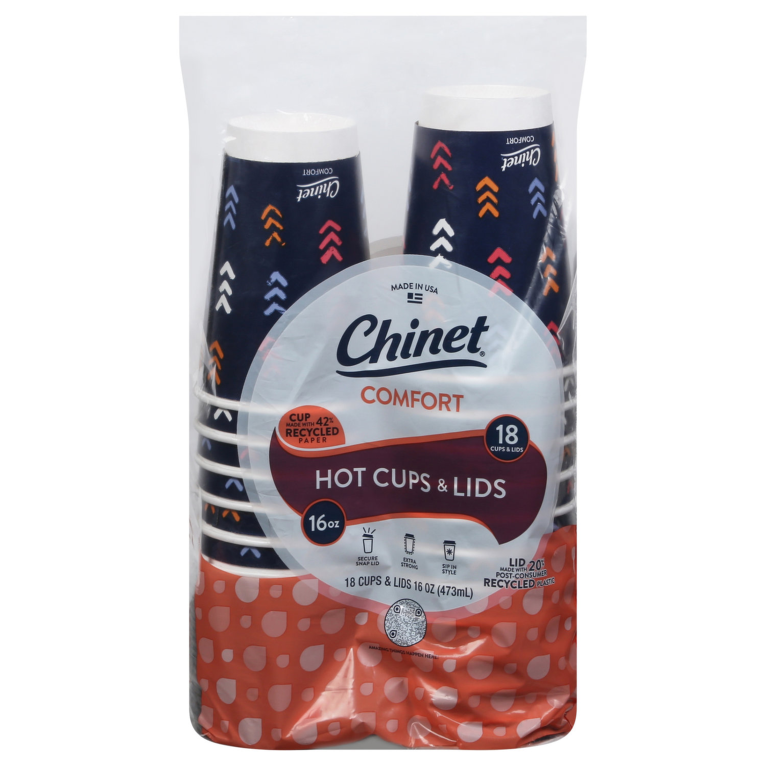 Chinet Comfort 16 oz Cup & Lid, 80-count