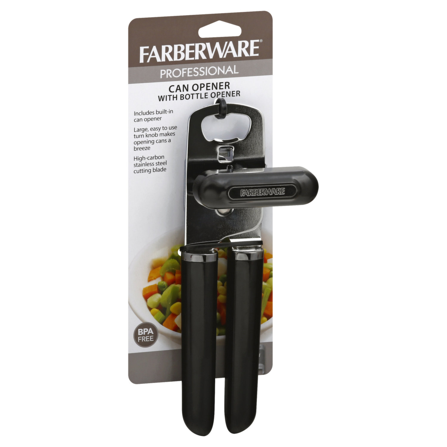 Farberware Professional Can Opener with Built-in Bottle Opener in Red 