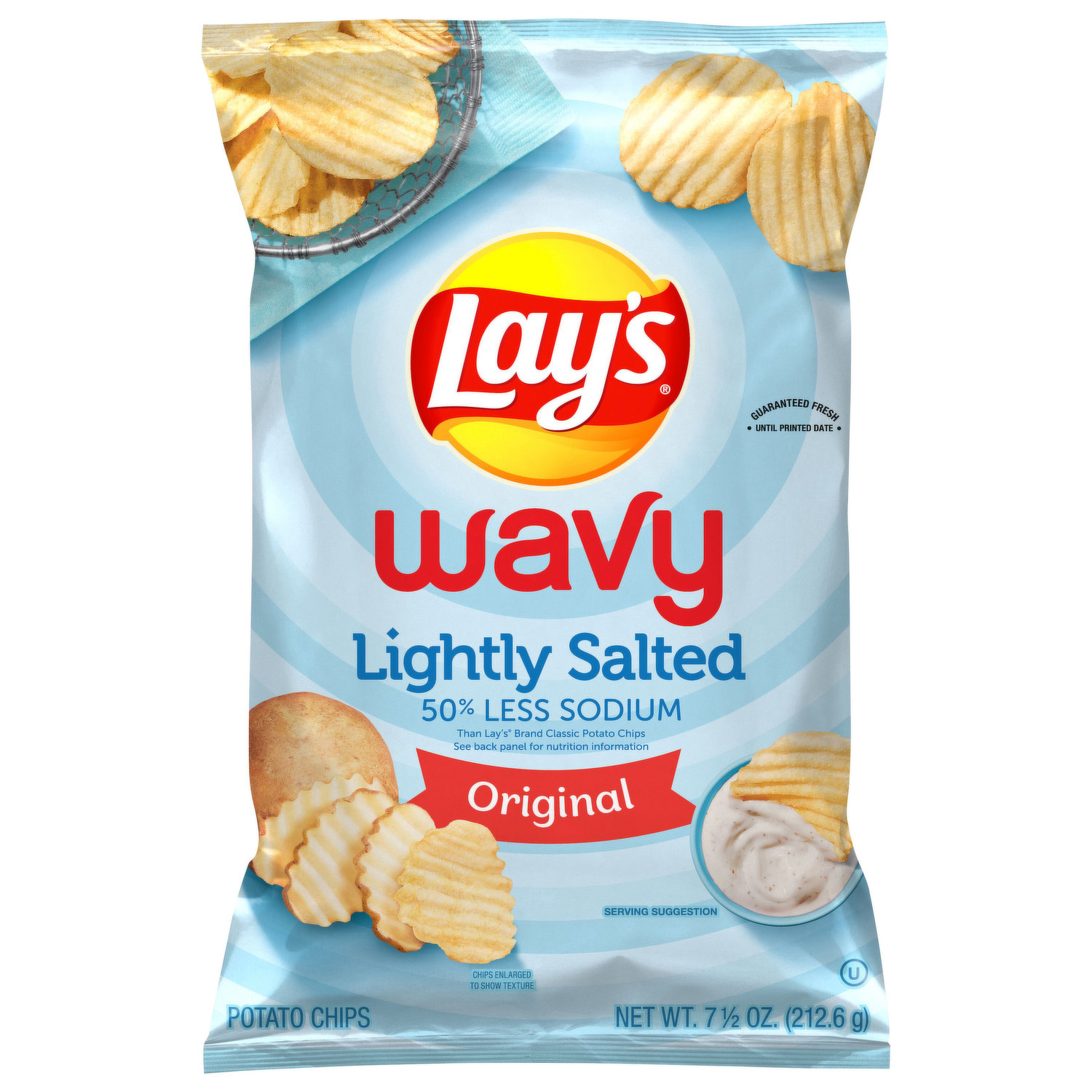 Lay's Potato Chips, Lightly Salted, Original, Wavy - Super 1 Foods