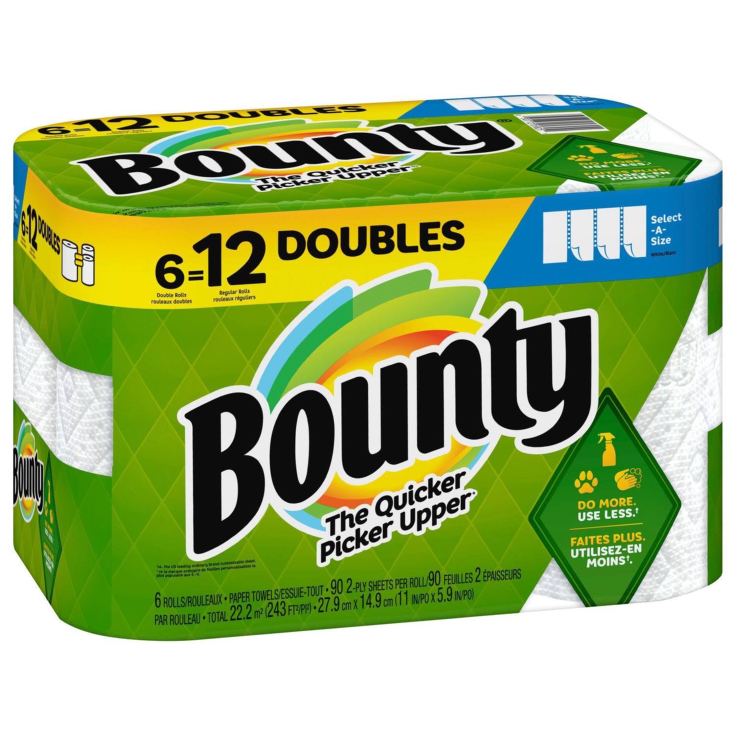 Bounty Select-A-Size Paper Towels, 12 Double Rolls, White