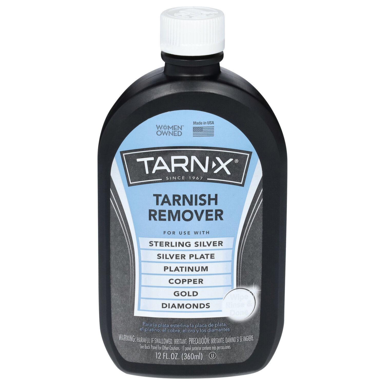  Tarn-X Metal and Silver Tarnish Remover, For Use on Sterling  Silver, Silver Plate, Platinum, Copper, Gold, Diamonds - 12 Ounce Bottle  (Pack of 2) : Health & Household