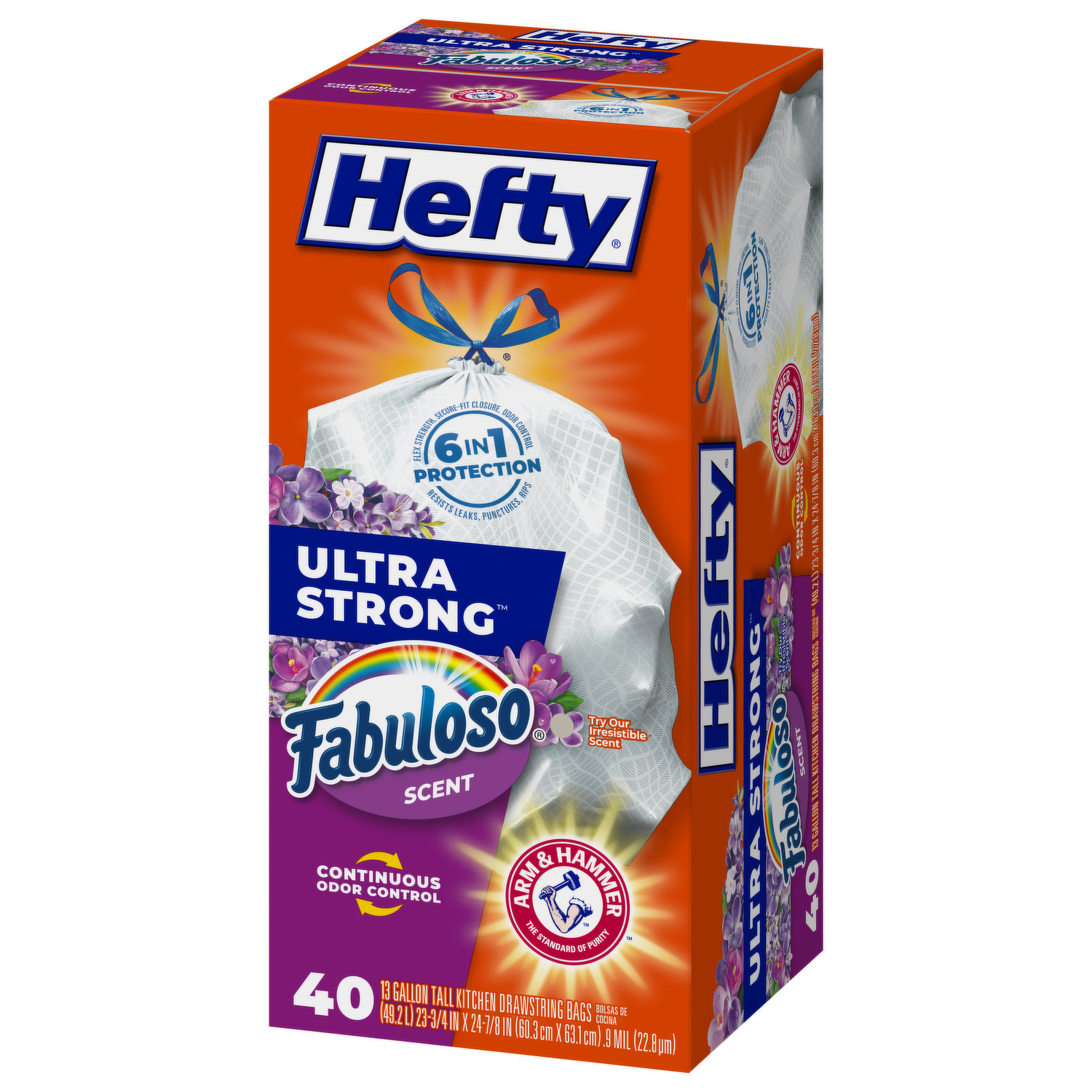 Hefty Ultra Strong Tall Kitchen Trash Bags, Fabuloso Scent, 13 Gallon, 80  Count