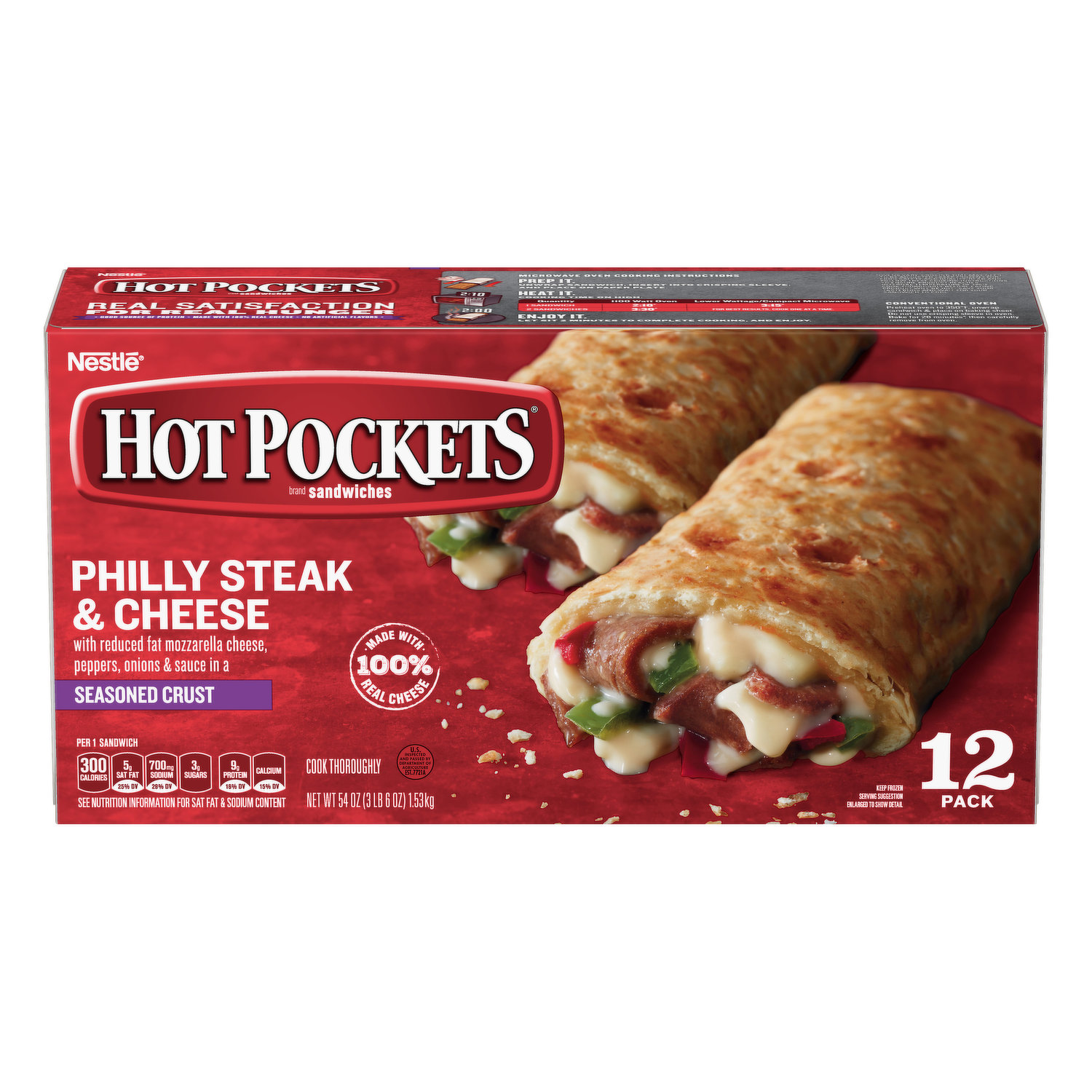 Hot Pockets Sandwiches, Seasoned Crust, Philly Steak & Cheese, 2 Pack «  Discount Drug Mart