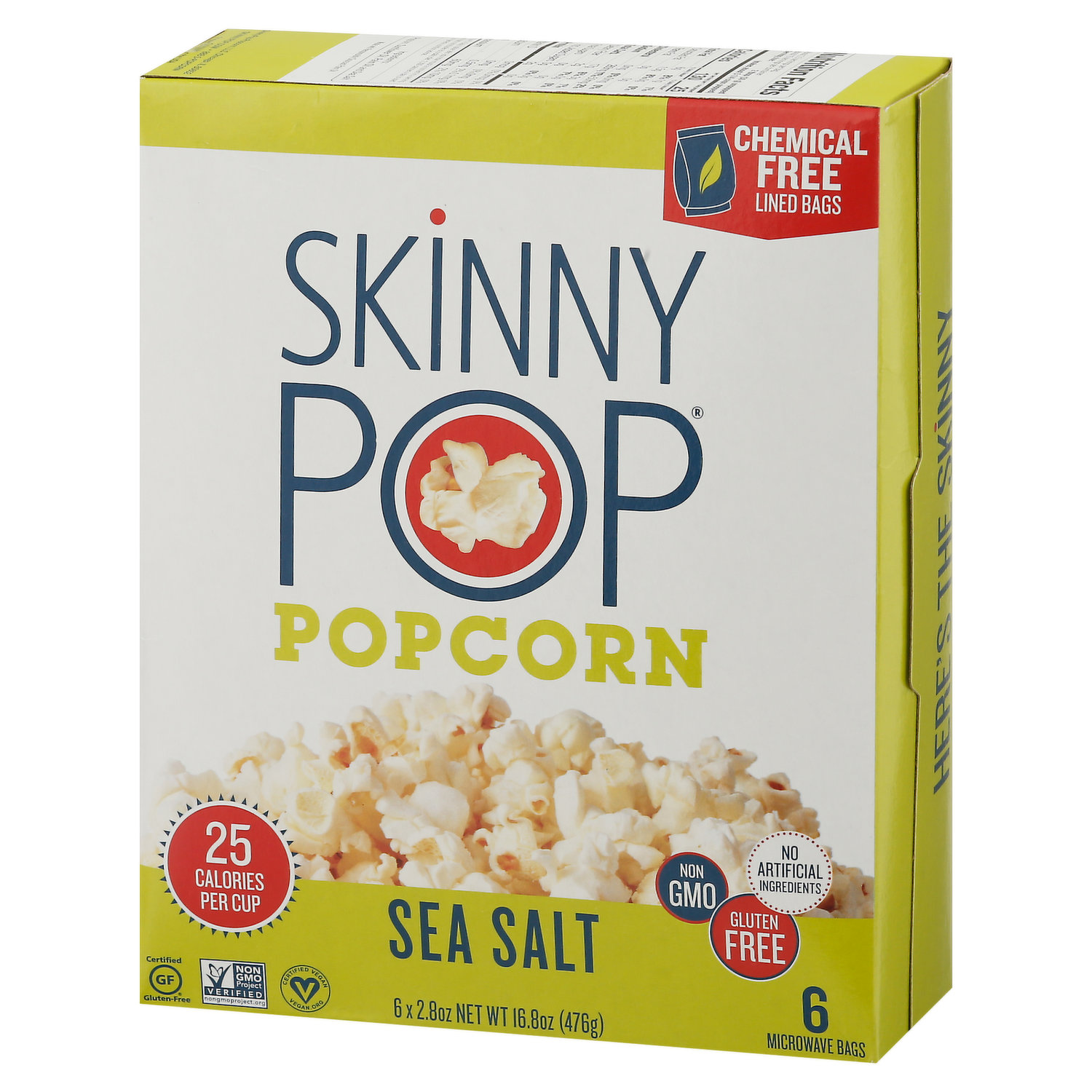 SkinnyPop Popcorn, Sea Salt, Microwave Bags