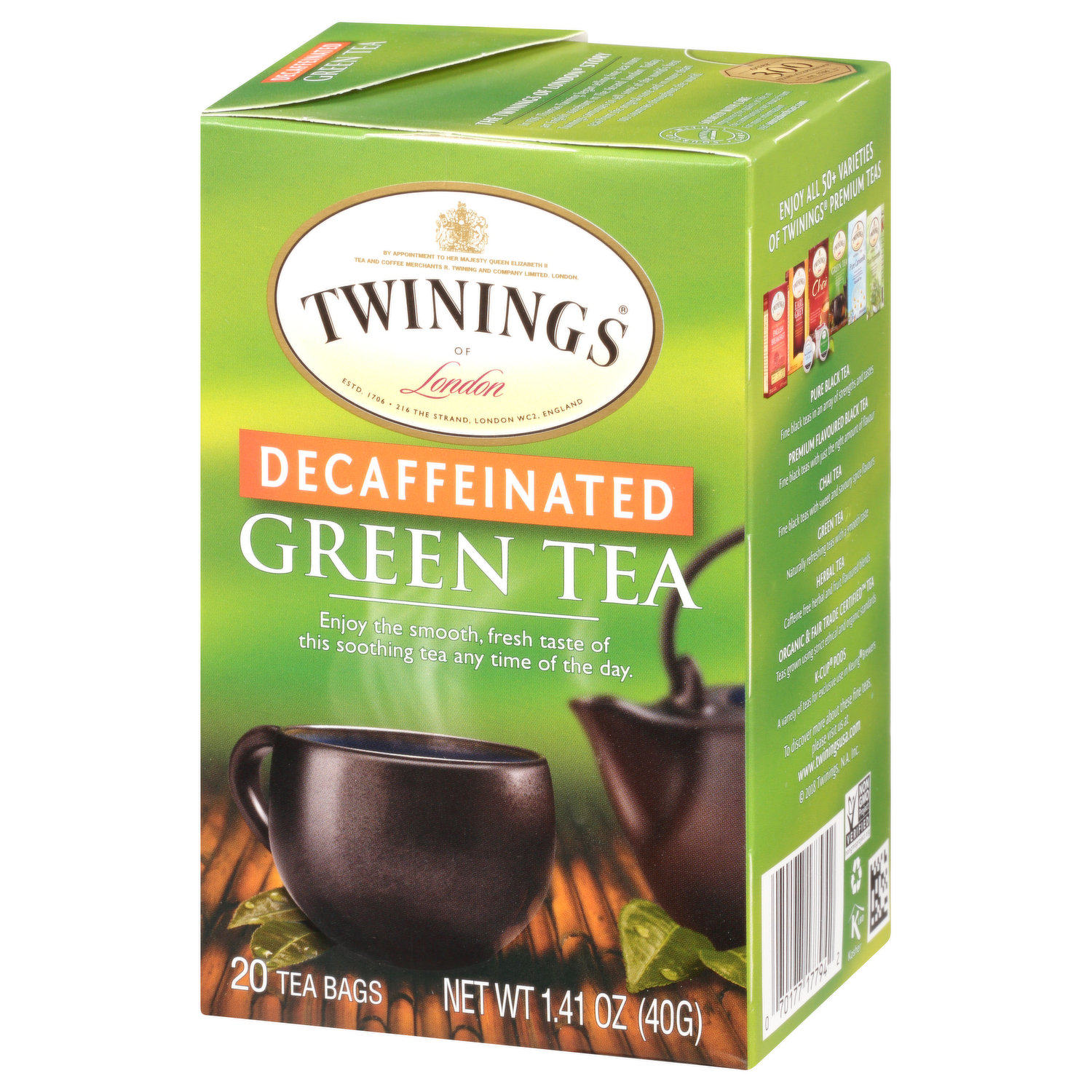 Twinings Green Tea, Naturally Decaffeinated, Bags 20 Ea