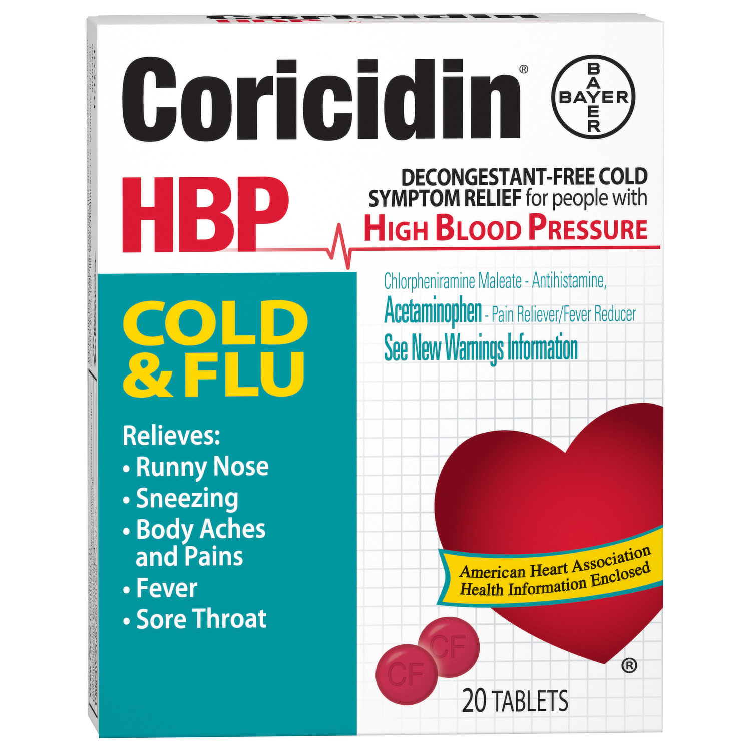 Coricidin Cold & Flu, HBP, Tablets