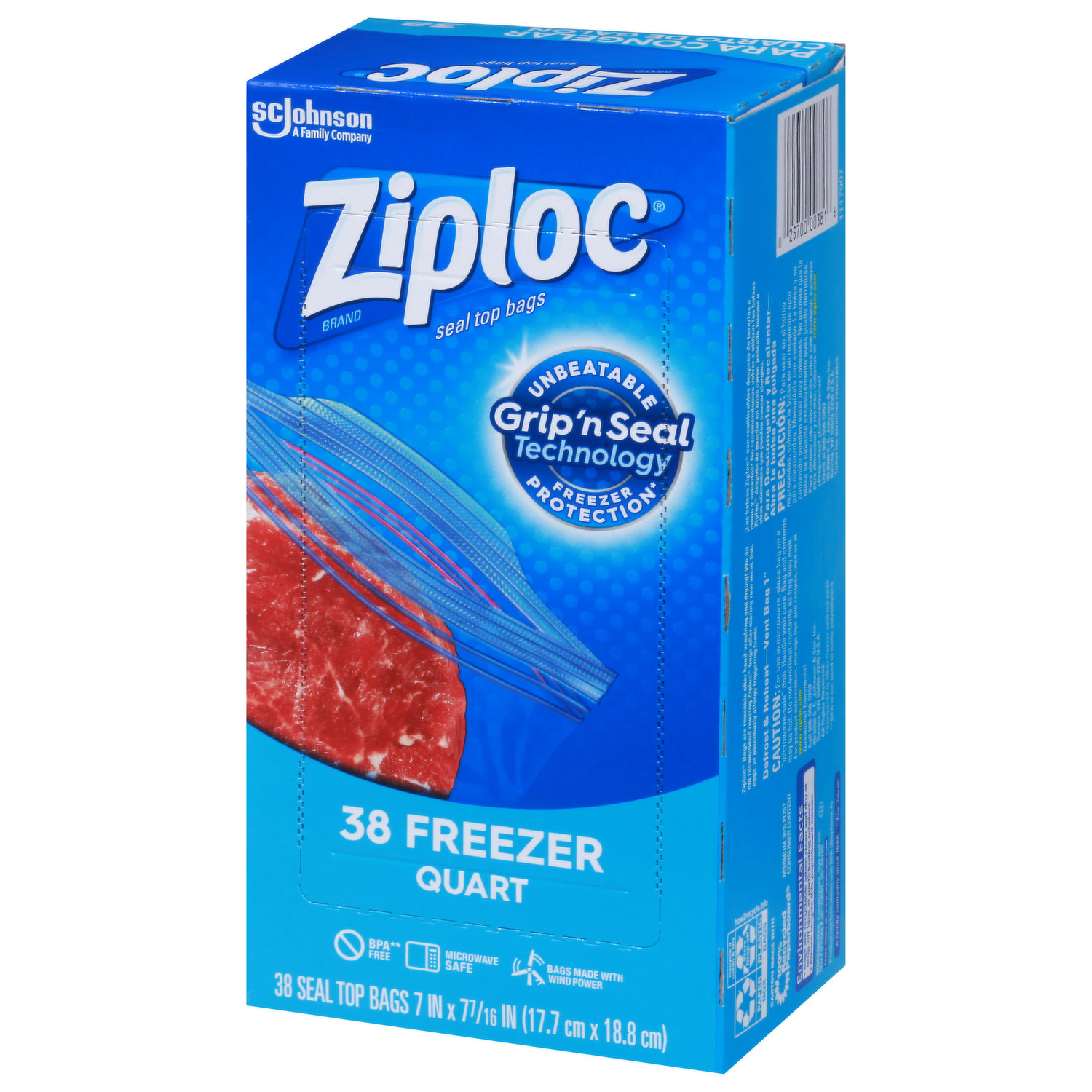 Ziploc Small Food Storage Freezer Bags, Grip 'n Seal Technology