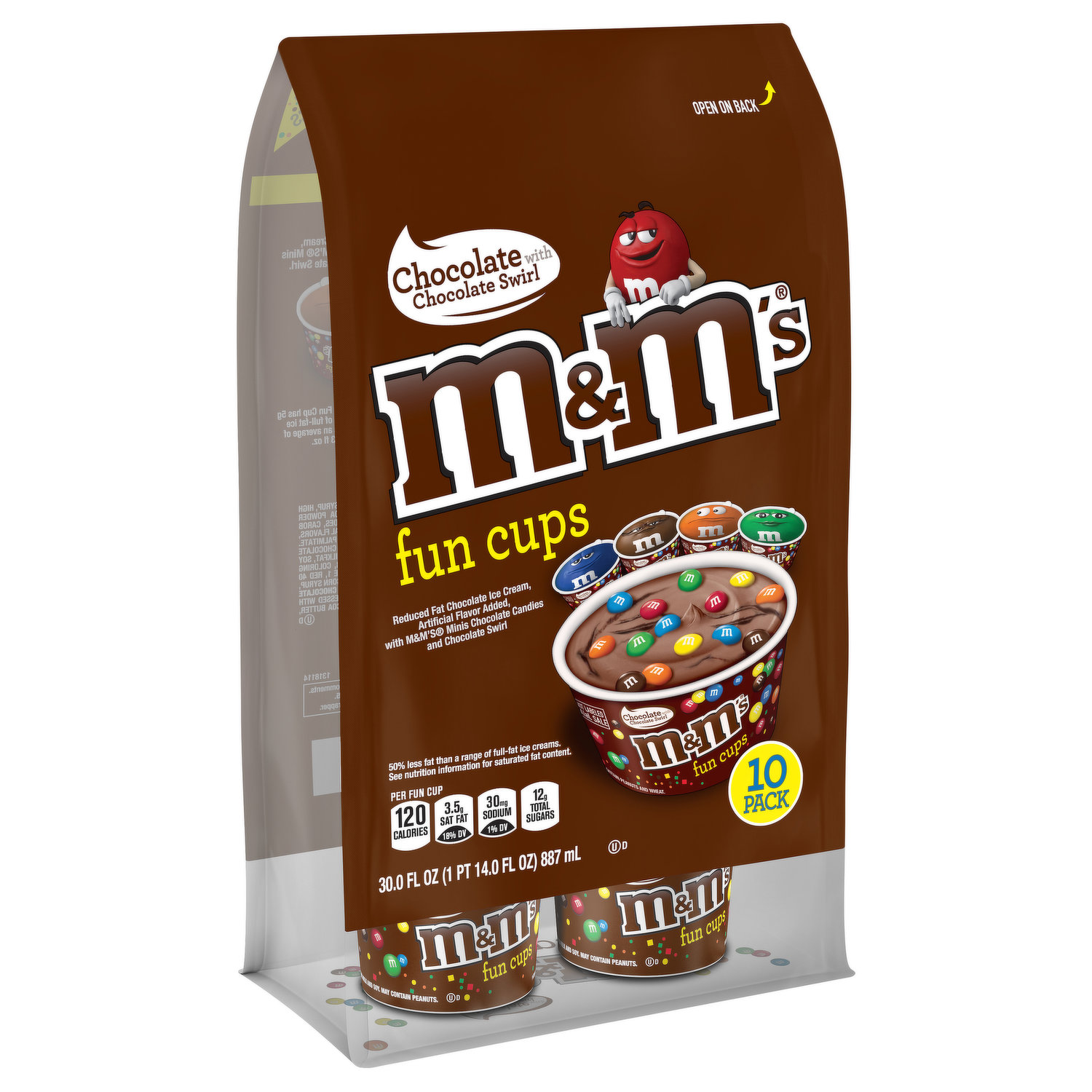 M&M'S Fun Cups Vanilla Ice Cream & Chocolate Swirl, 10 Count