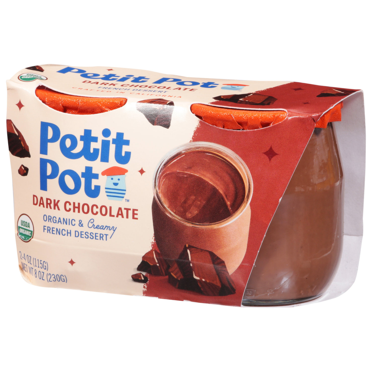 Petit Pot French Dessert, Organic & Creamy, Dark Chocolate