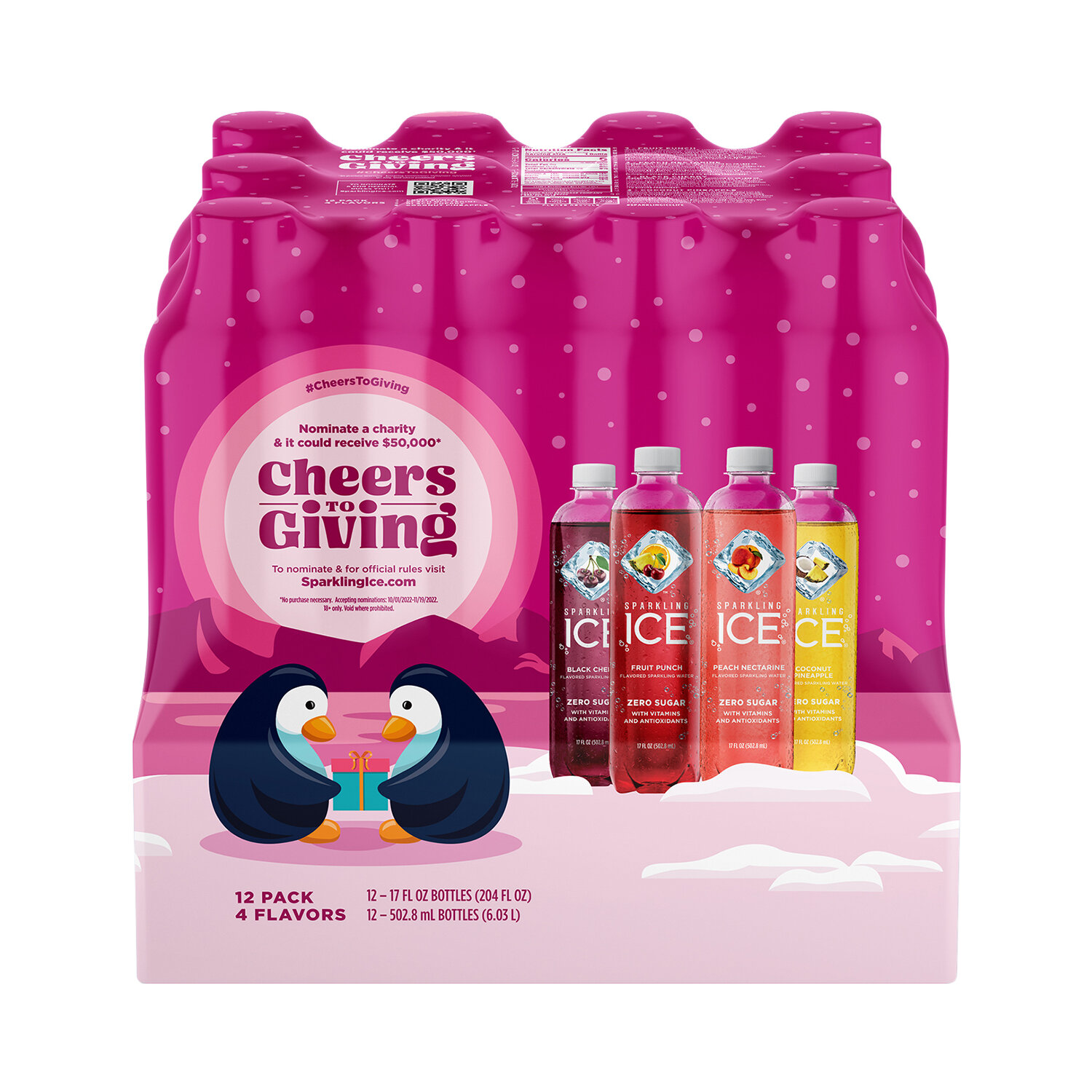 Sparkling Ice +Caffeine Sparkling Water, Zero Sugar - 12 x 16 fl oz (473 ml)