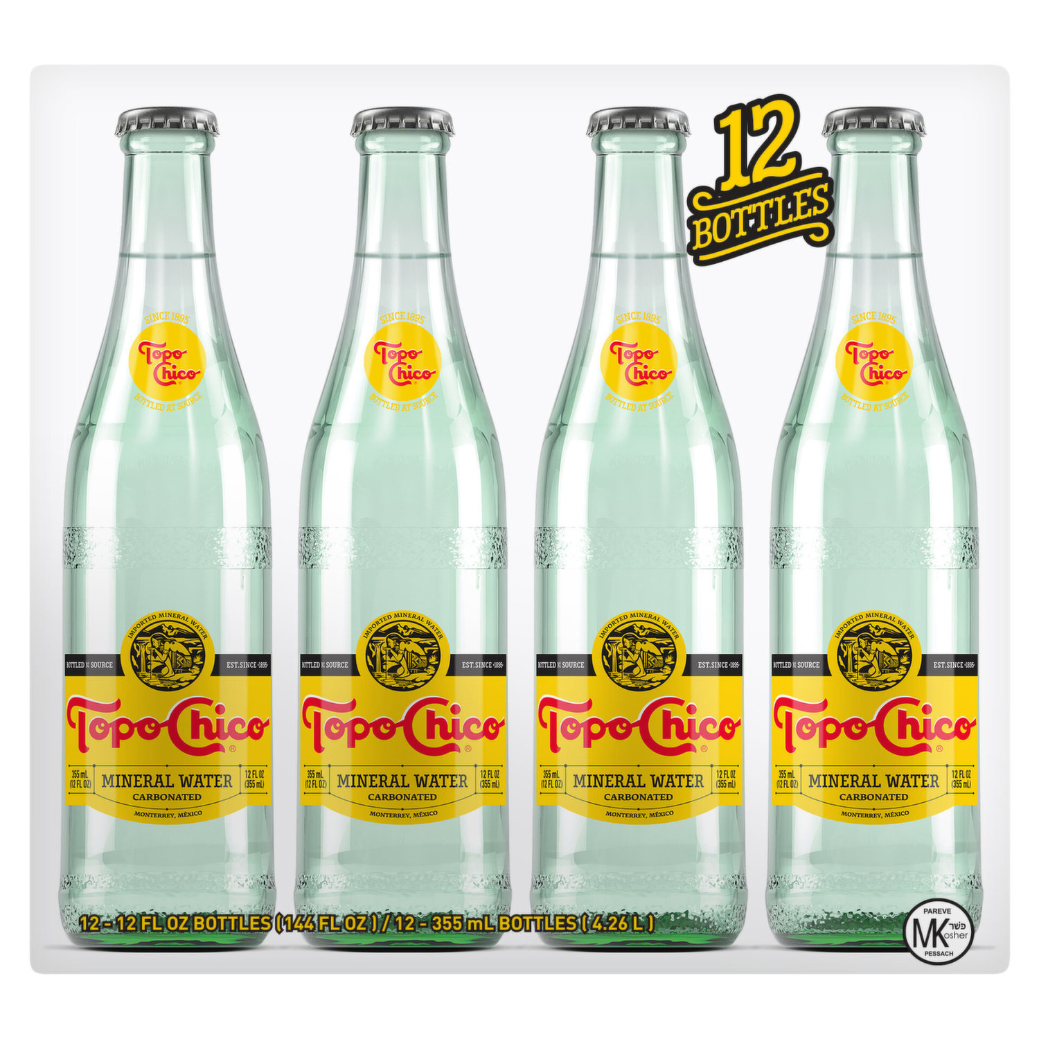 Mountain Valley Sparkling Water 1 Liter Glass Bottle - 12/Case