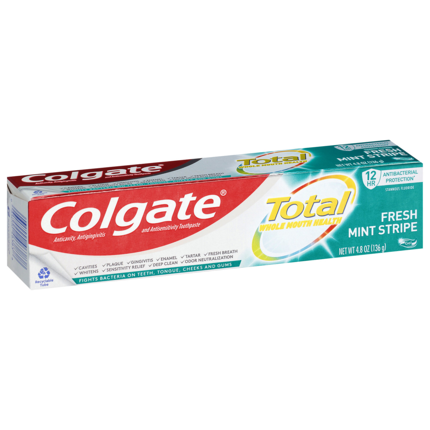 Colgate Total Fresh Mint Stripe Toothpaste, Mint Gel Toothpaste